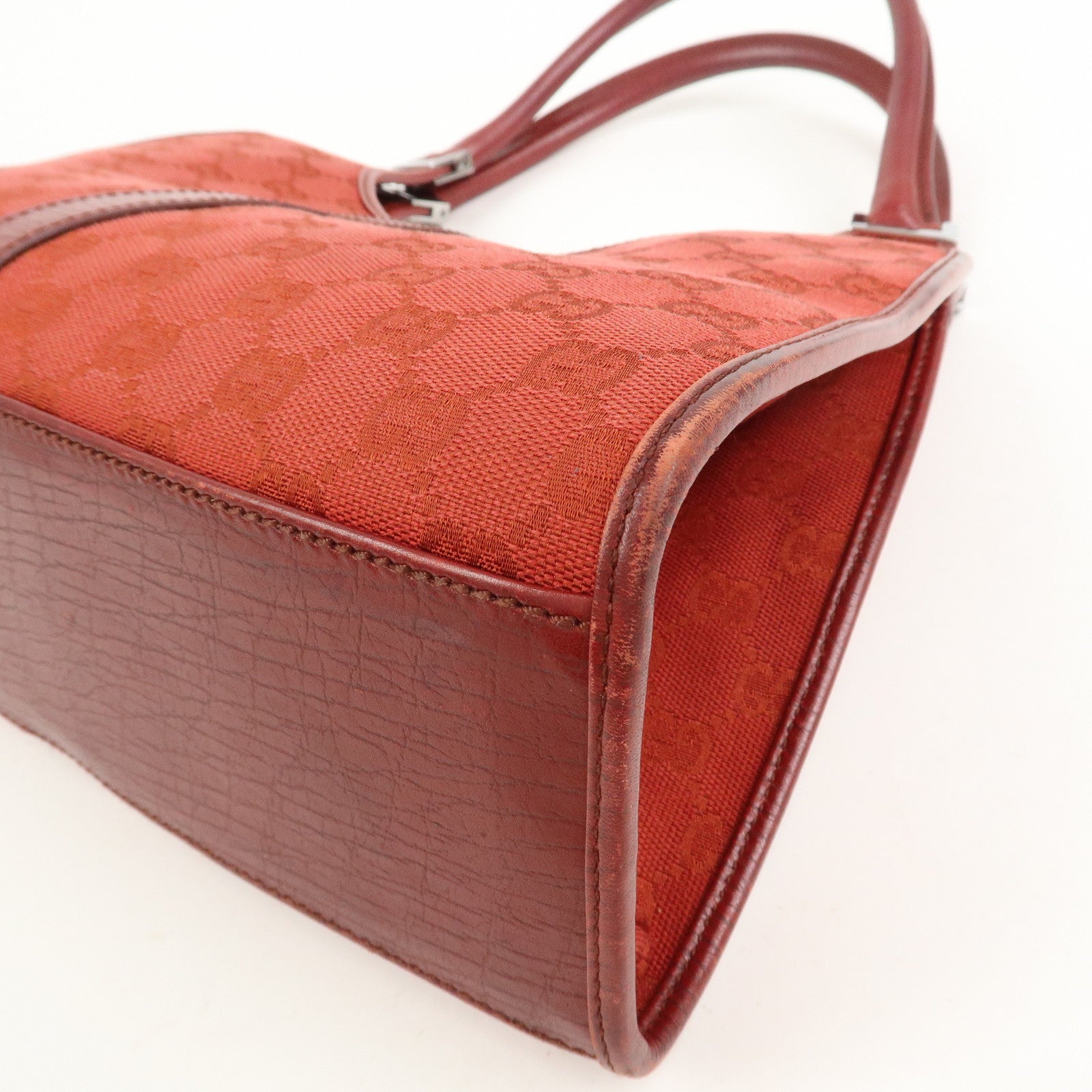 GUCCI Jackie GG Canvas Leather Shoulder Bag Hand Bag Red 01719