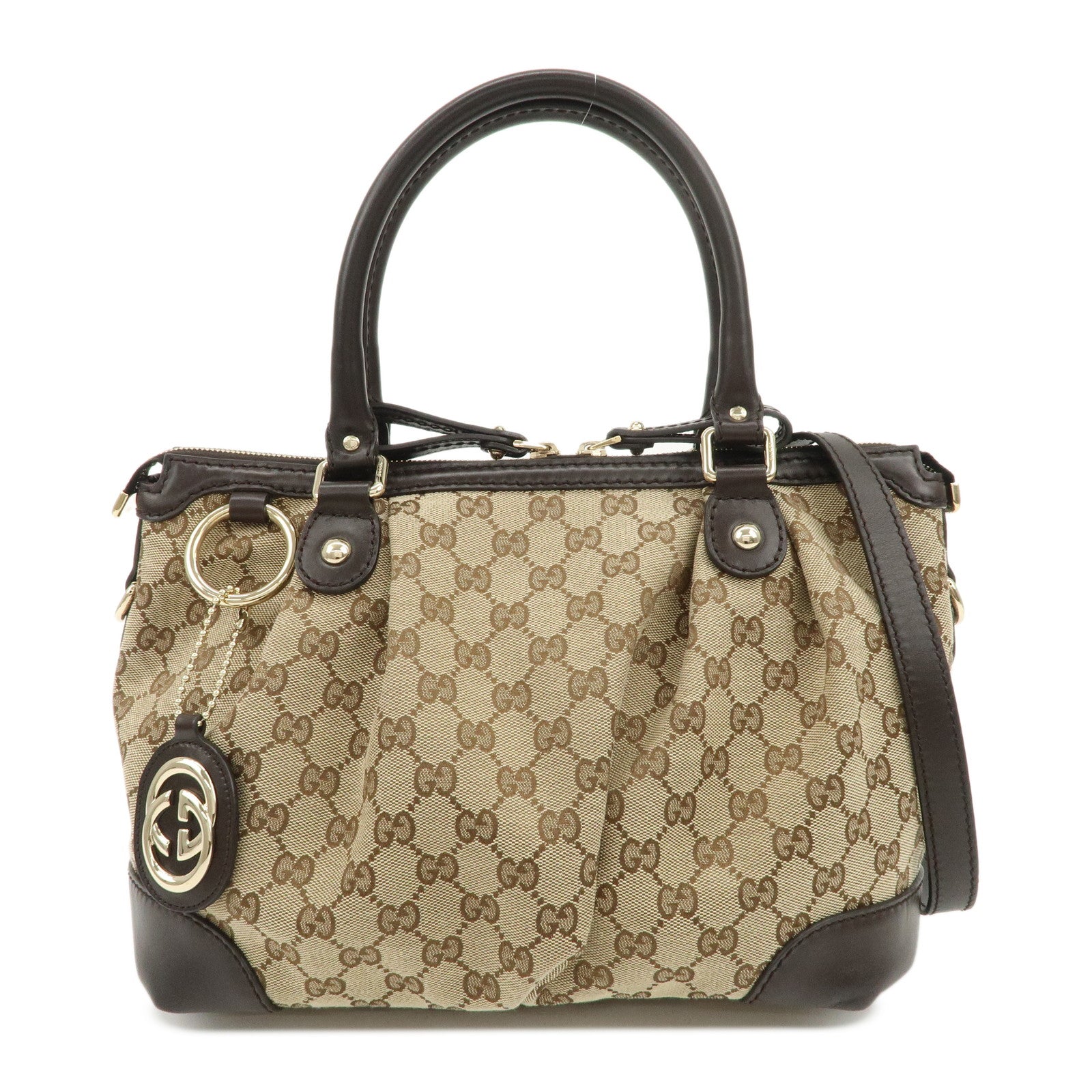 GUCCI Sukey Interlocking G Canvas Leather 2Way Shoulder Bag 247902