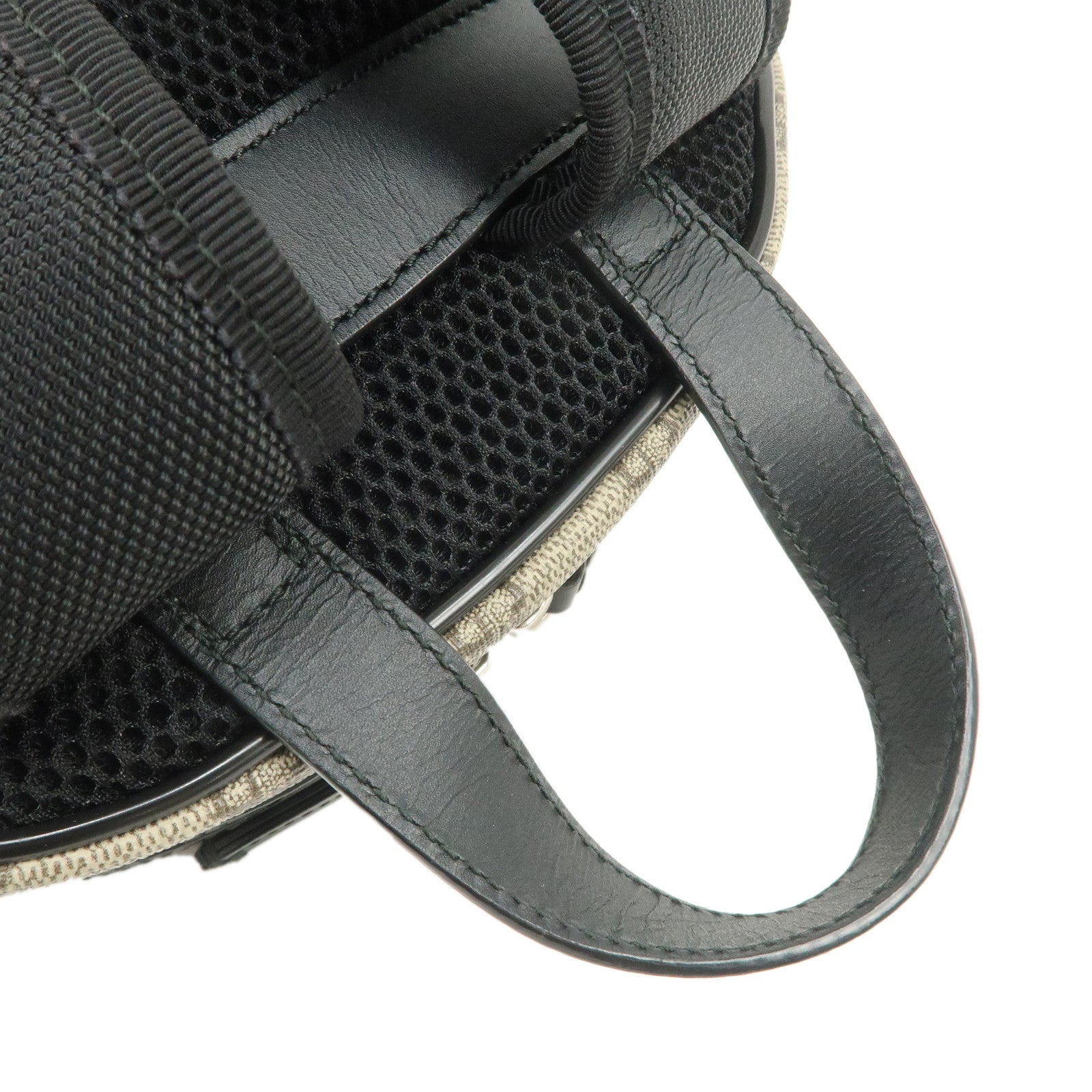 GUCCI GG Supreme Nylon Leather Backpack Rucksack Beige Black 429020