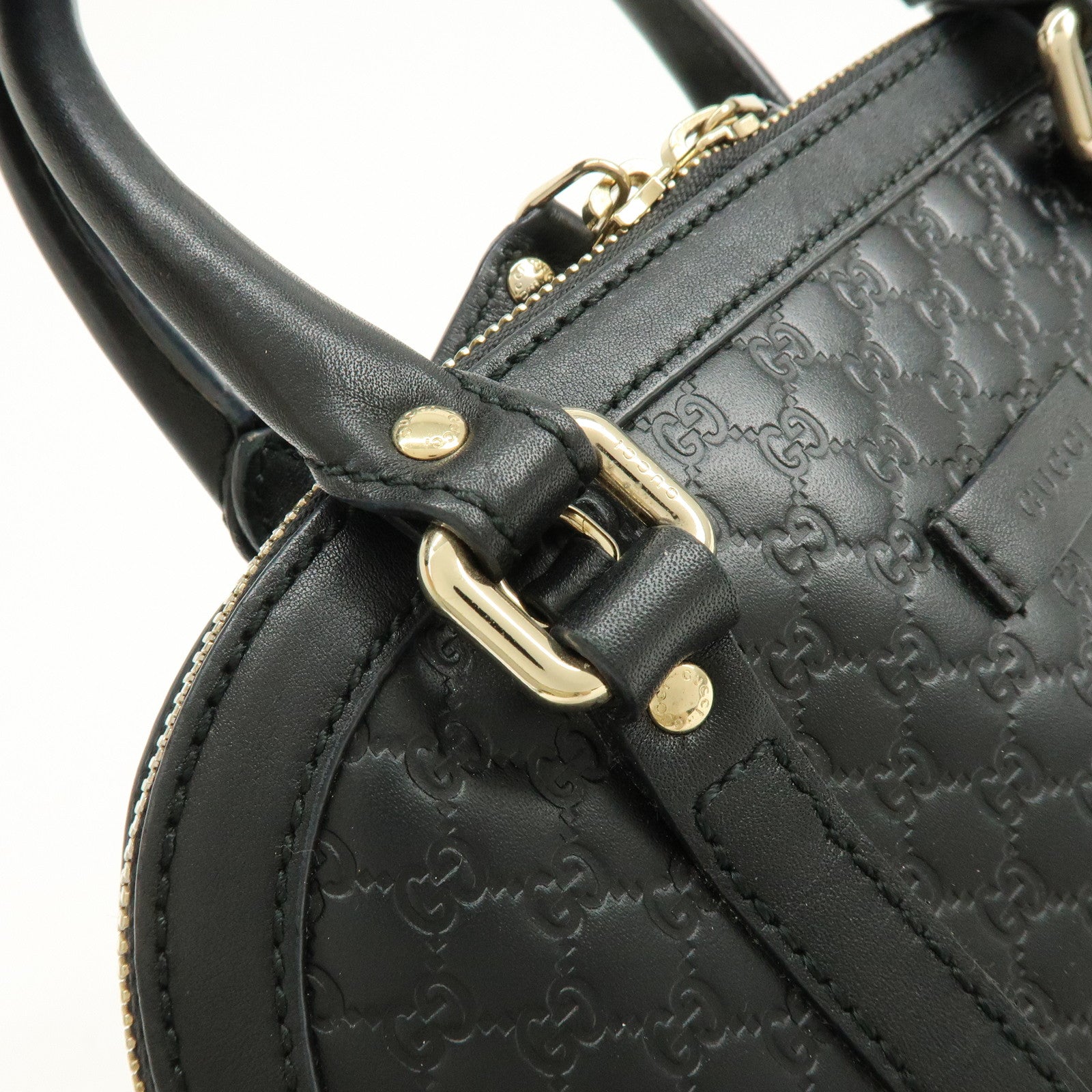 GUCCI Microguccissima Leather 2Way Bag Hand Bag Black 449654