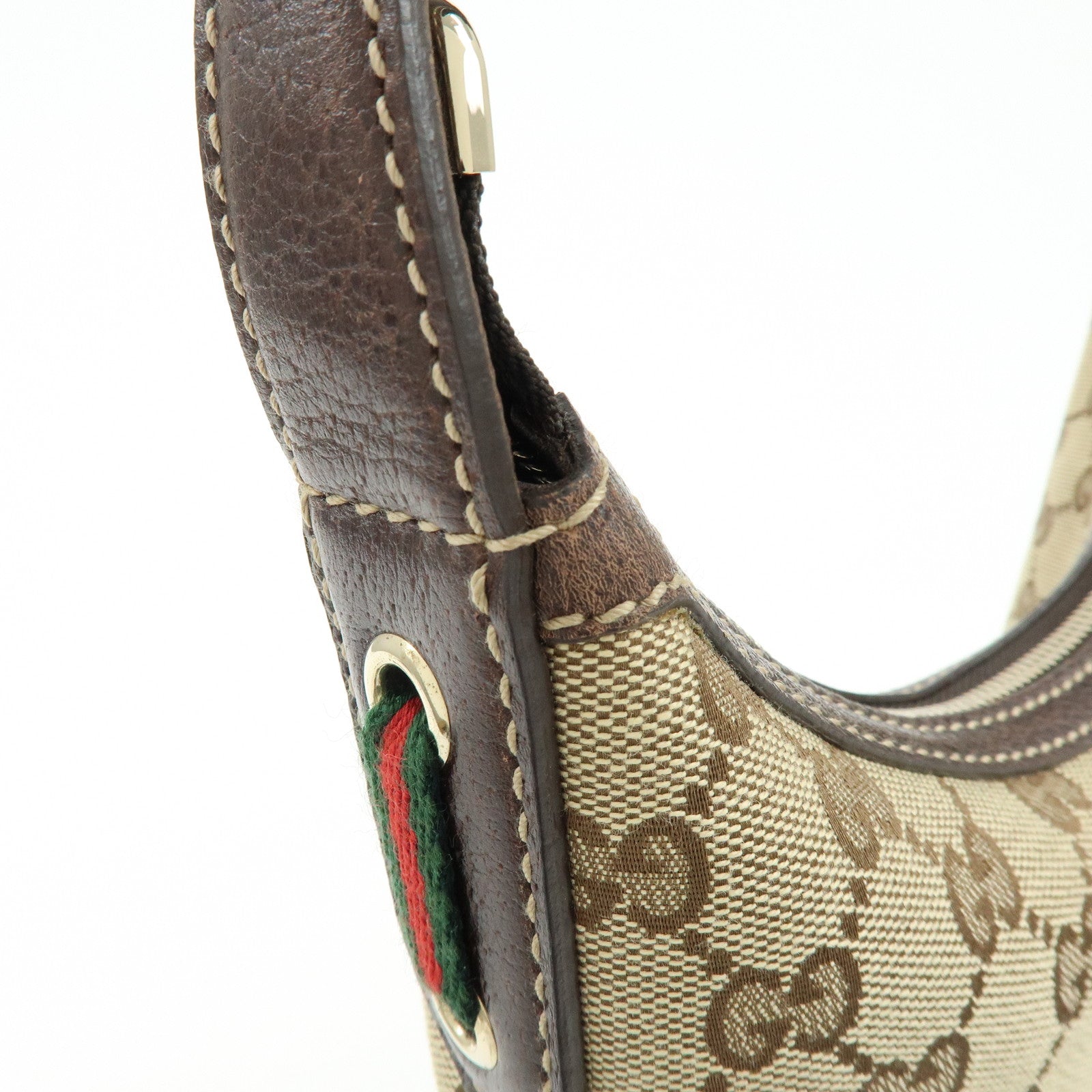 GUCCI Sherry GG Canvas Leather Shoulder Bag Beige Brown 162895