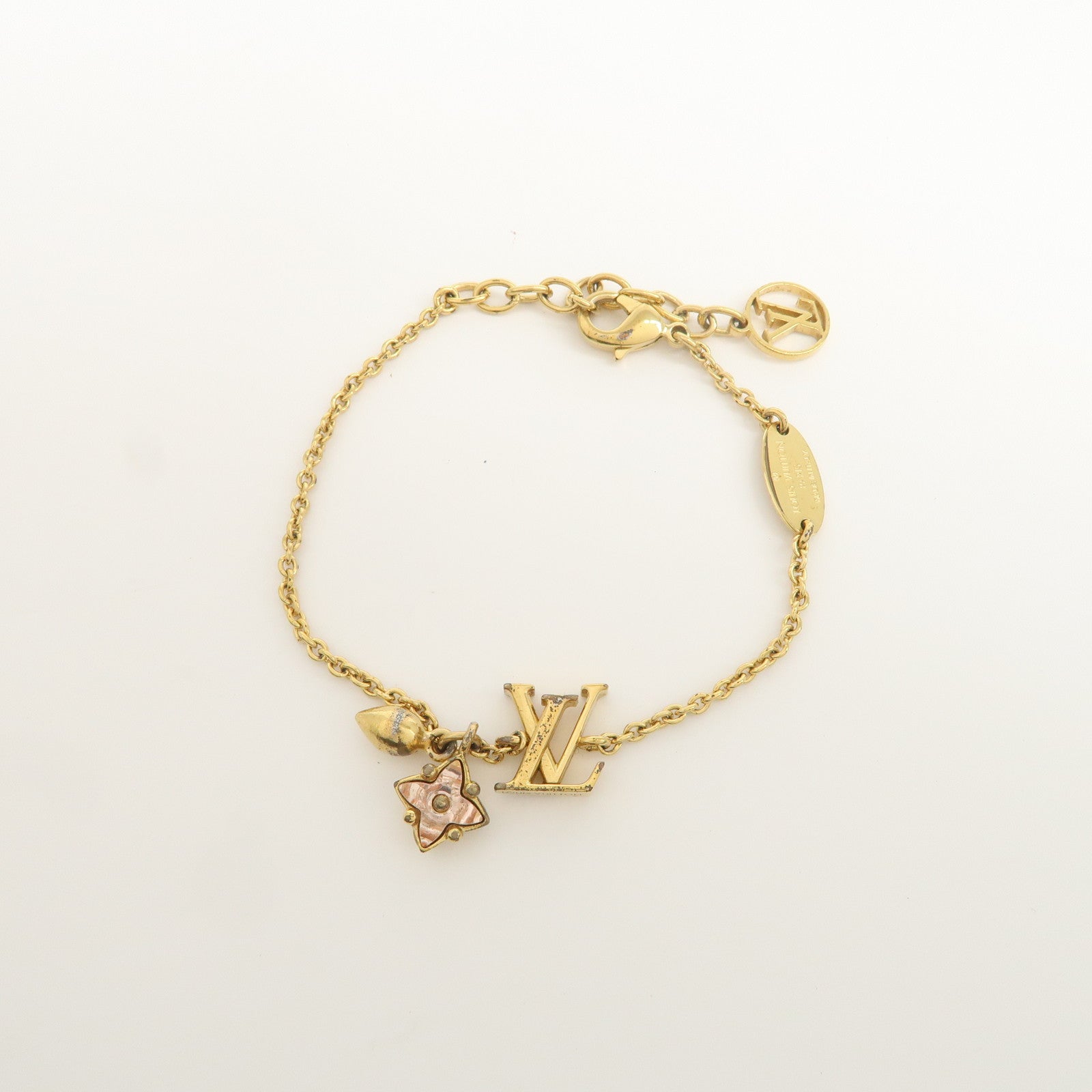 Louis Vuitton Loulougram LV Logo Metal Bracelet Gold M00801