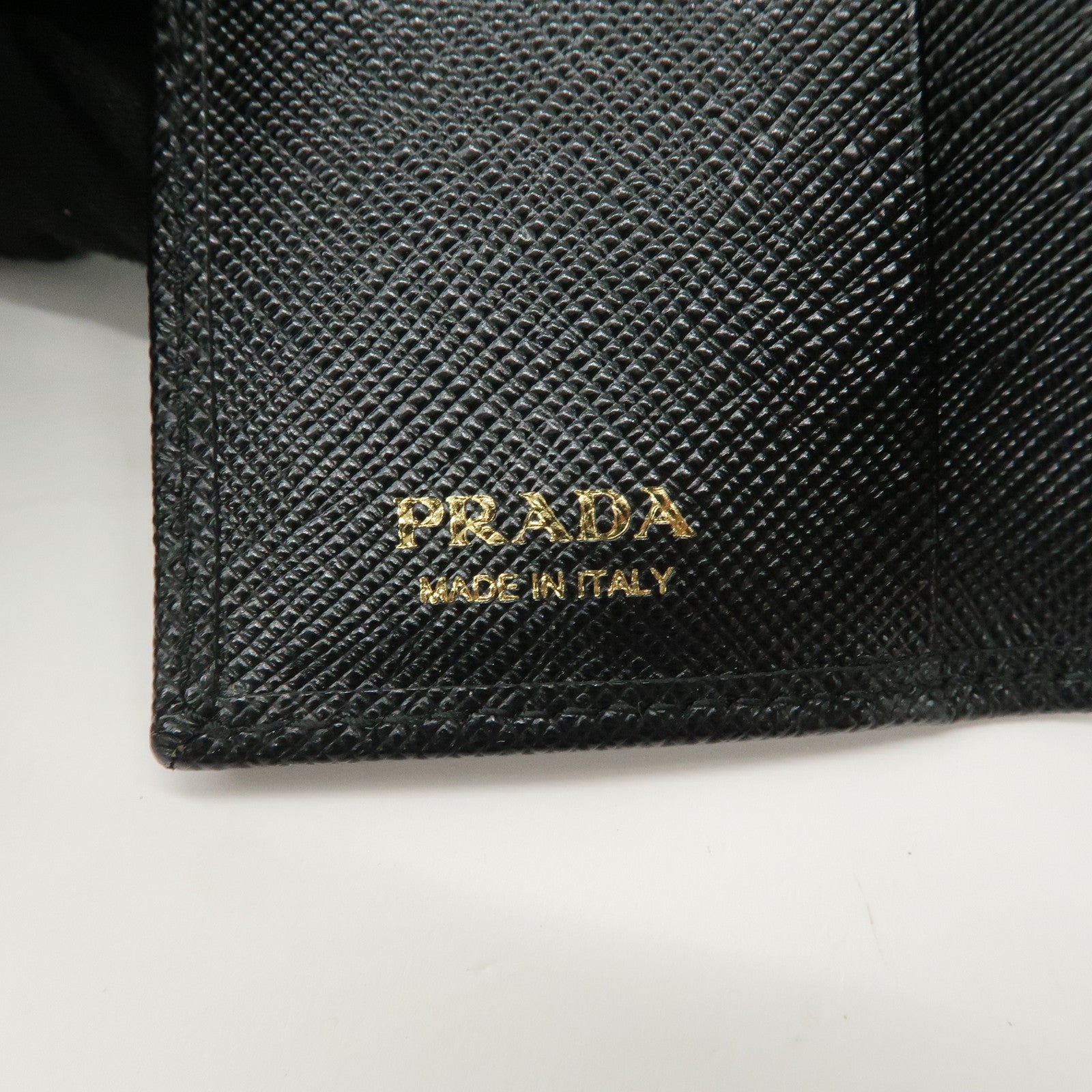 PRADA Logo Saffiano Leather 4 Rings Key Case Black 1PG004