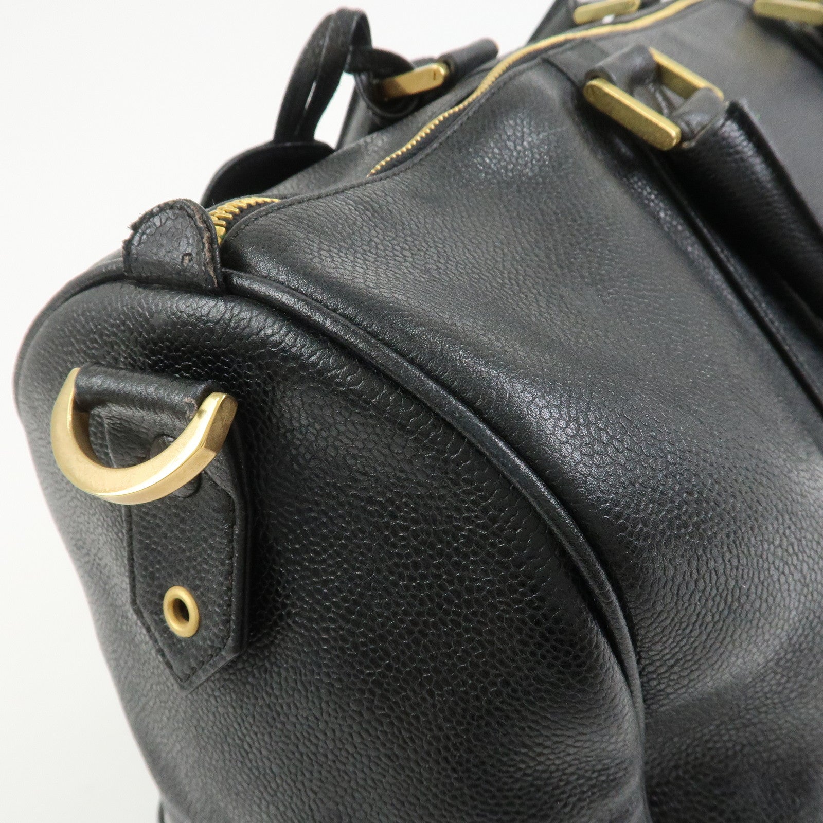 CHANEL COCO Mark Caviarskin Boston Bag Hand Bag Black