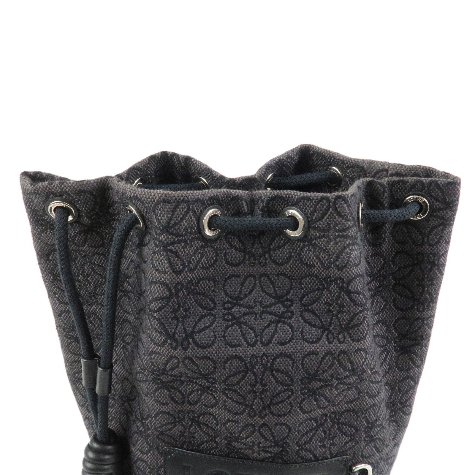 LOEWE Repeat Anagram Knot Jacguard Calf Leather Backpack Black