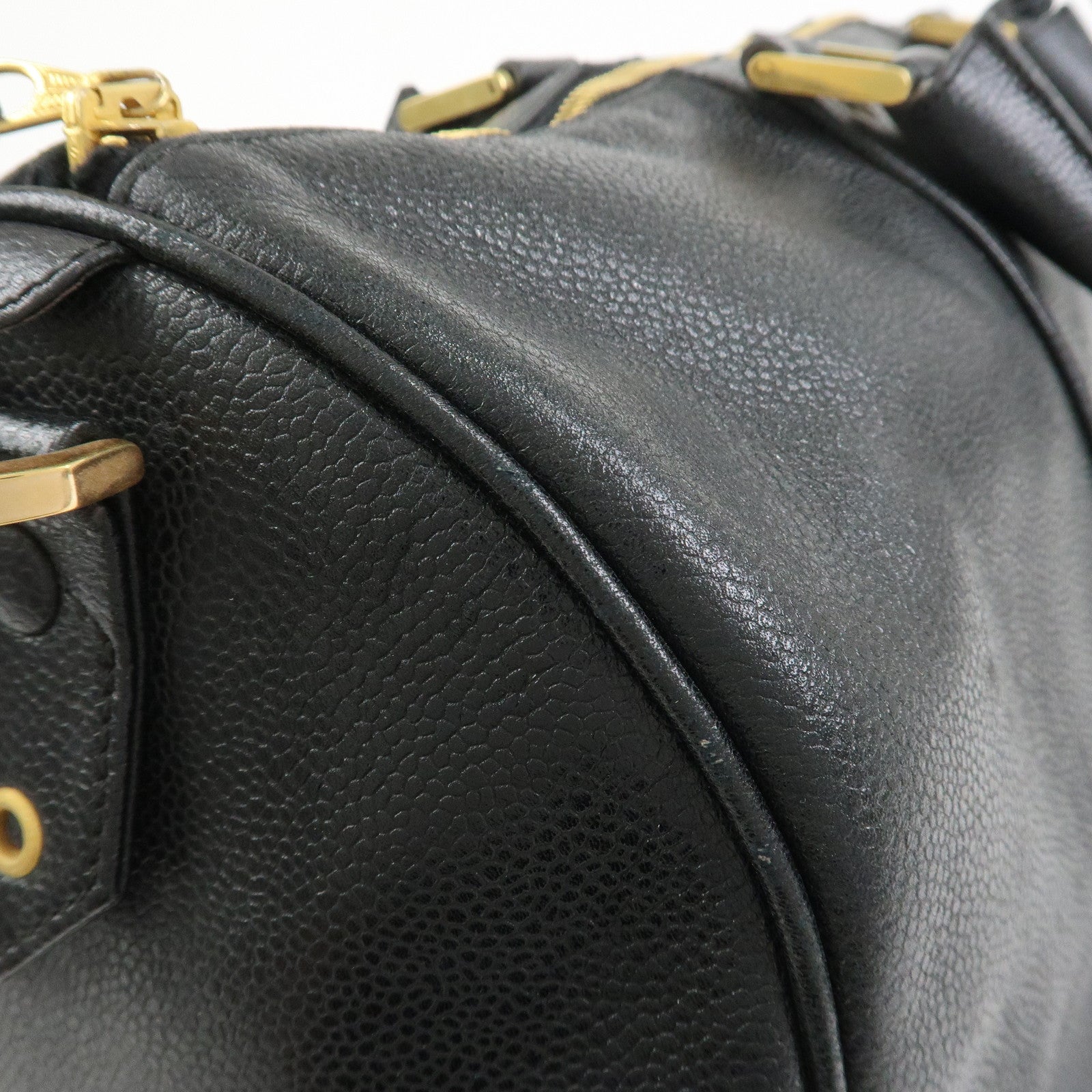 CHANEL COCO Mark Caviarskin Boston Bag Hand Bag Black