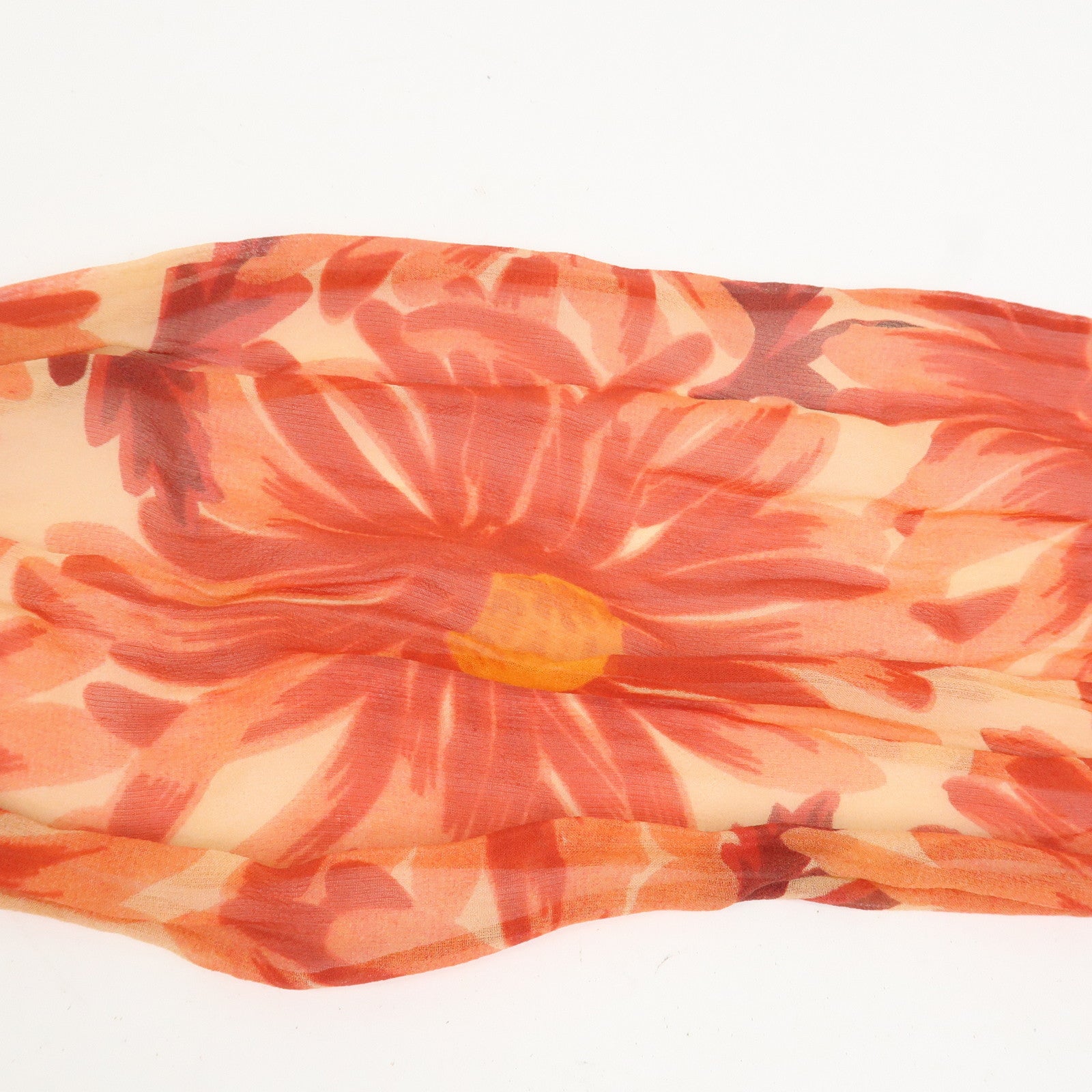 Louis Vuitton Monogram Silk Cotton Nylon Scarf Flower Print Orange
