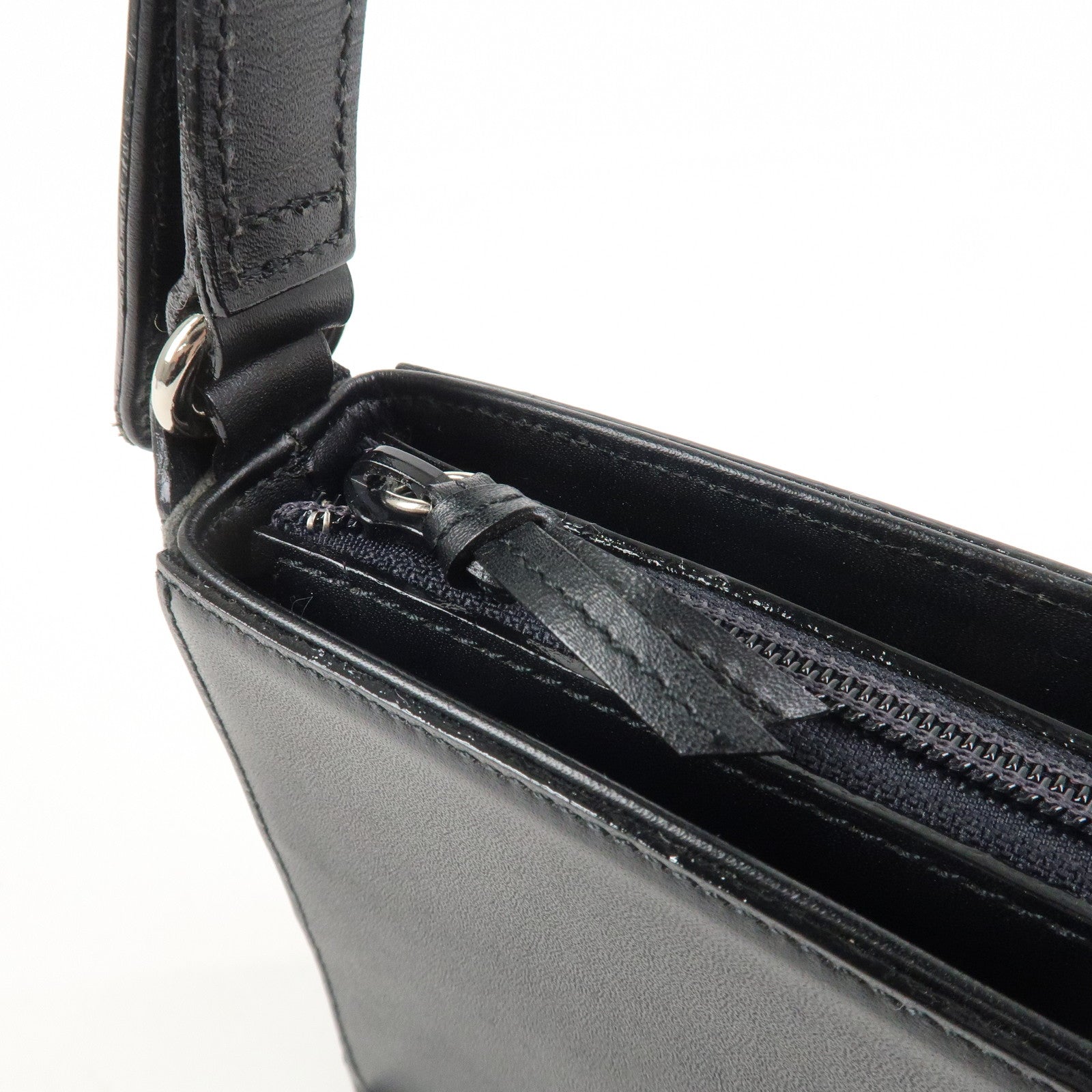 BURBERR Logo Cotton Leather Adjustable Hand Bag Shoulder Bag Black