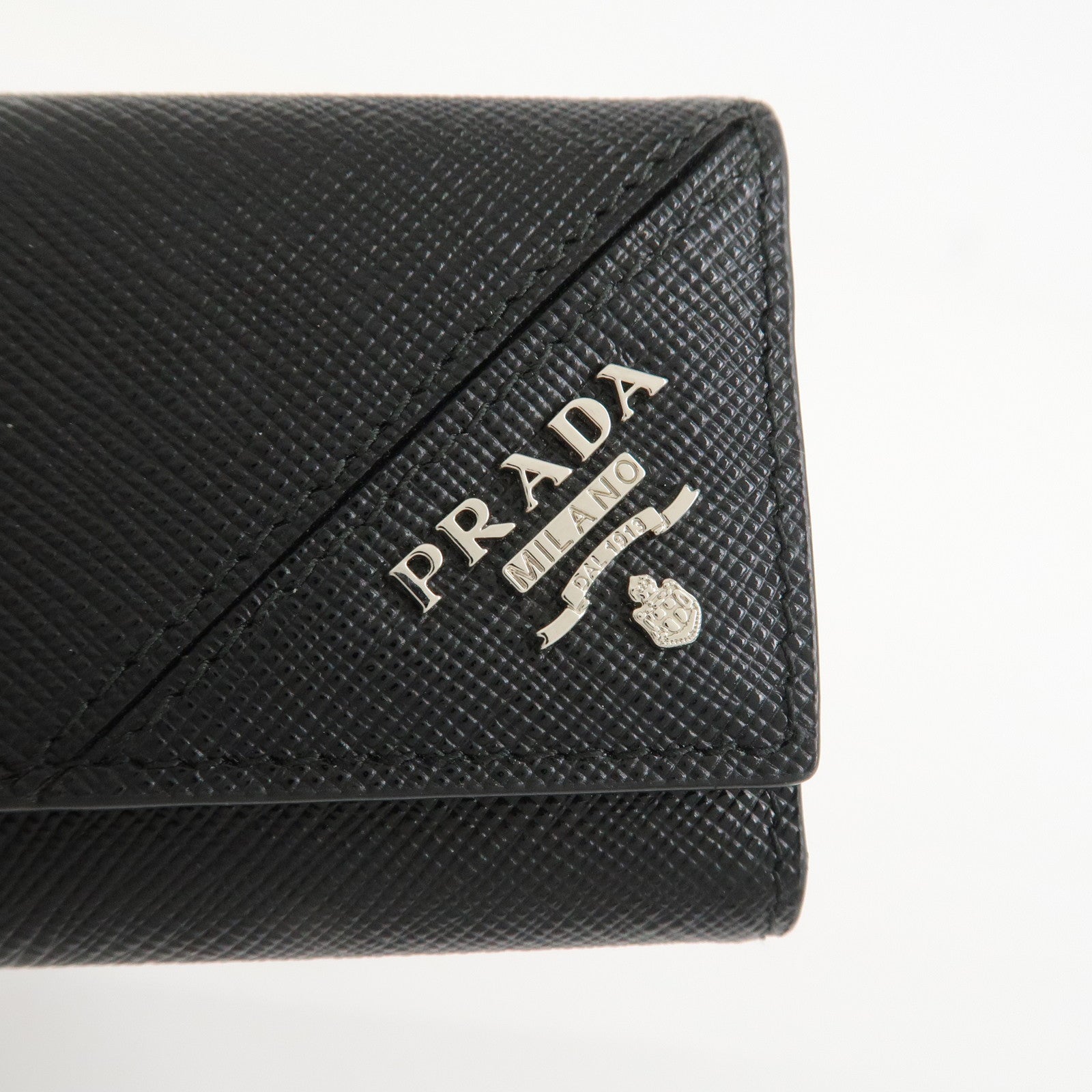 PRADA Logo Saffiano Leather 6 Rings Key Case Black 2PG222