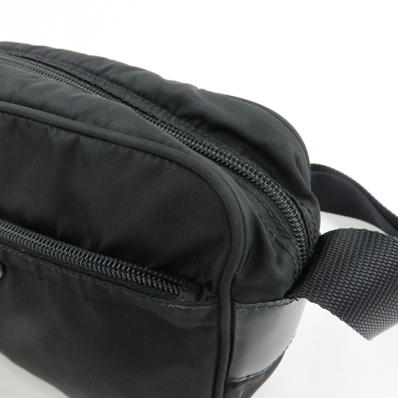 PRADA Triangle Logo Nylon Shoulder Bag Crossbody Bag Black BT0166