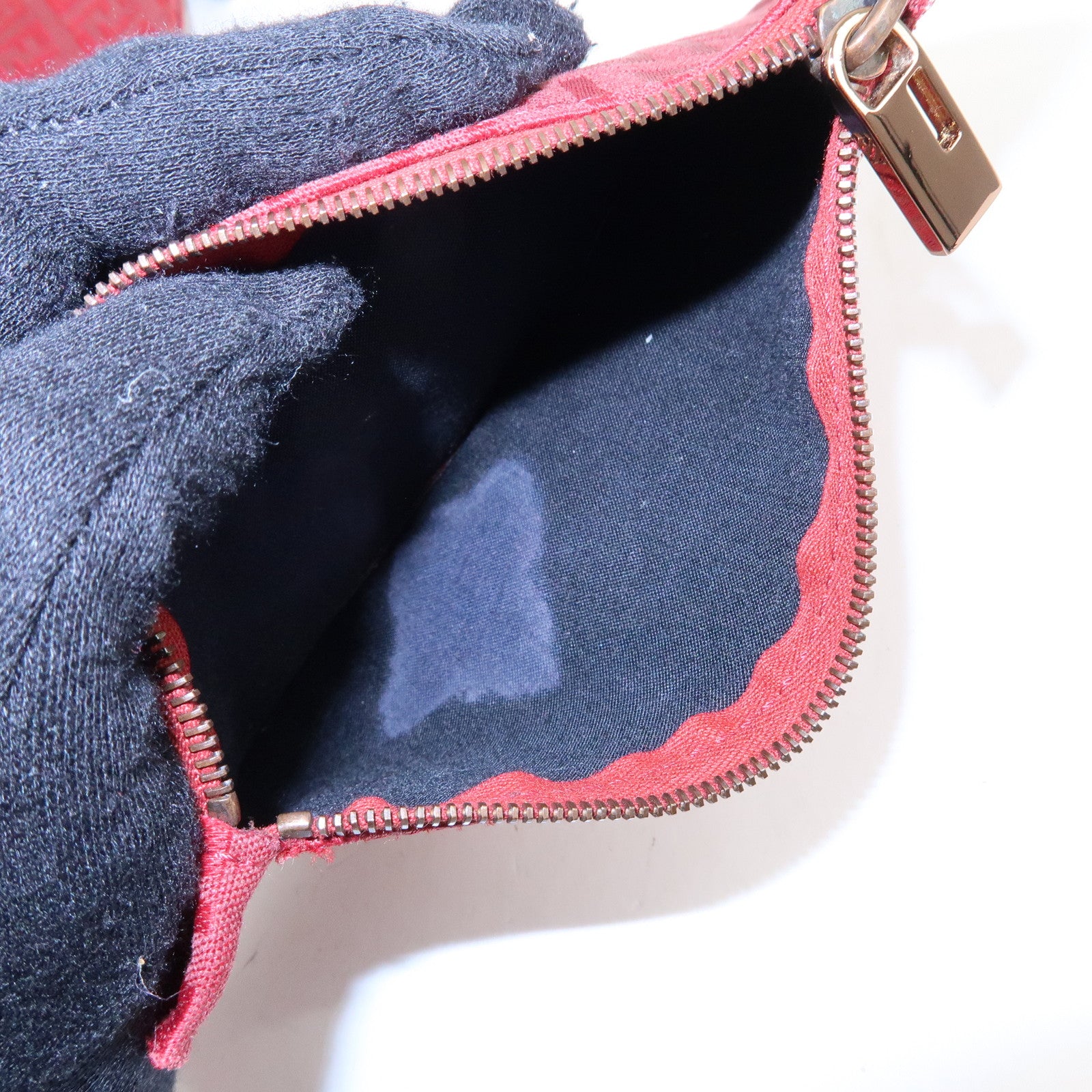 FENDI  Zucchino Canvas Leather Backpack Rucksuck Red 8BZ001