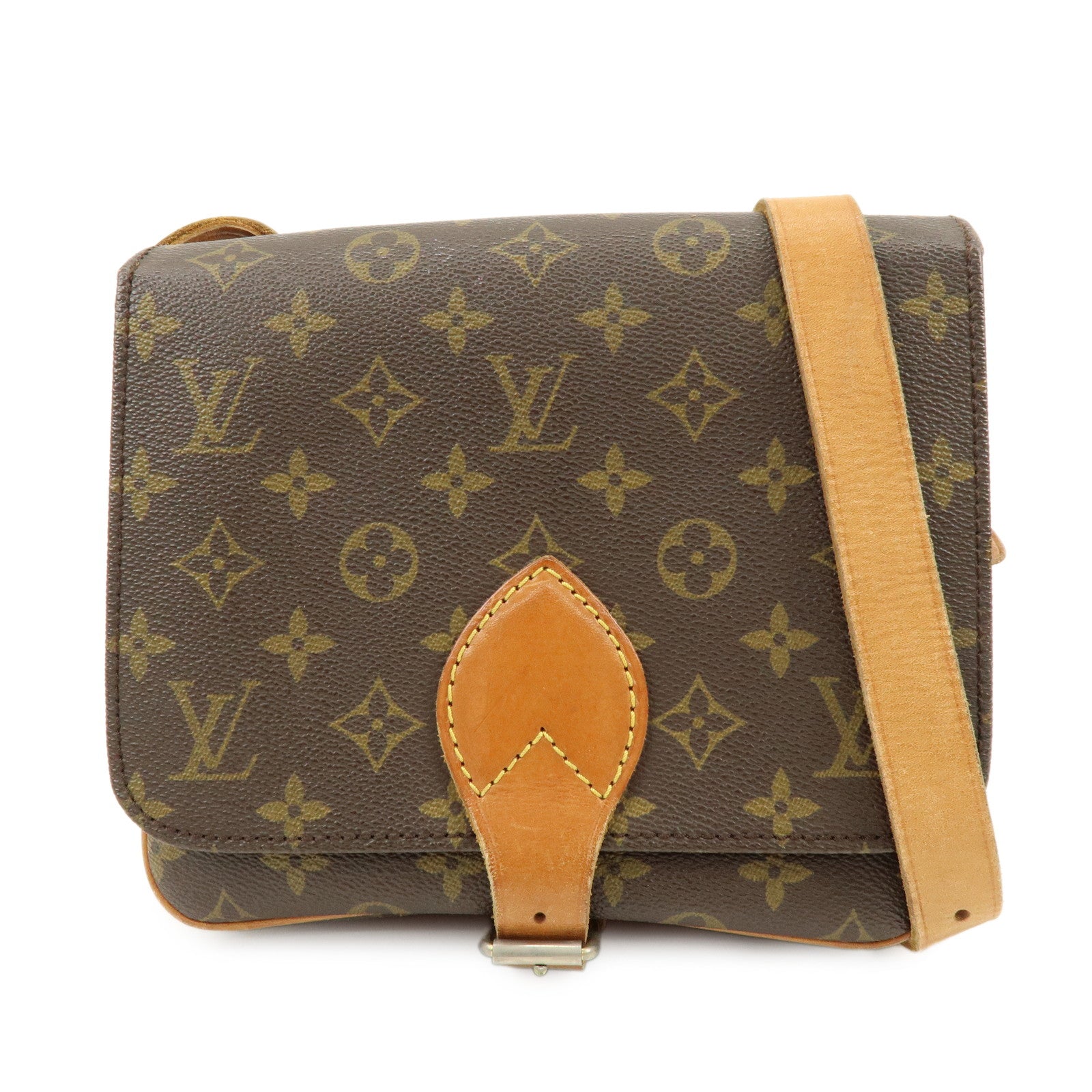 Louis Vuitton Monogram Cartouchiere MM Shoulder Bag Brown M51253