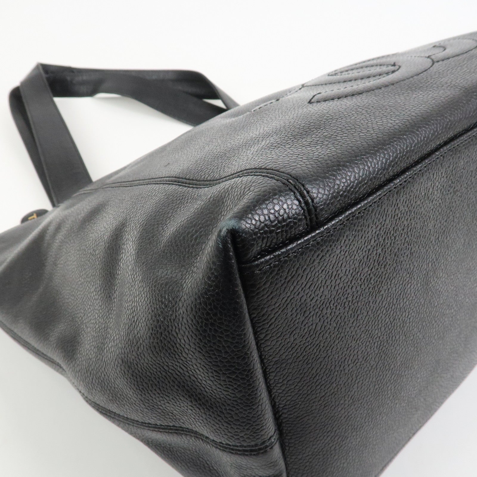 CHANEL COCO Mark Caviarskin Tote Bag Shoulder Bag Hand Bag Black