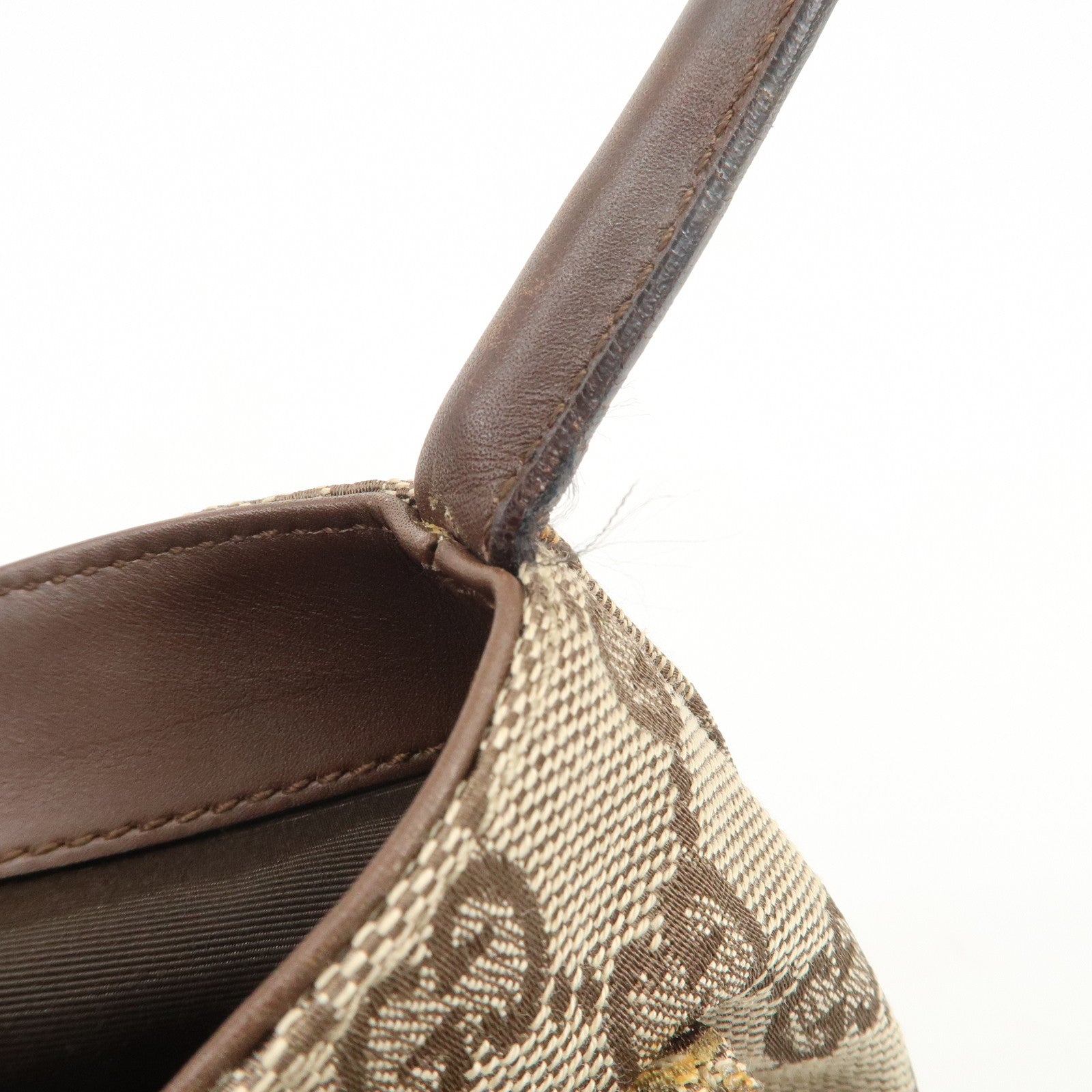 GUCCI GG Monogram Canvas Leather Shoulder Bag Beige Brown 90646