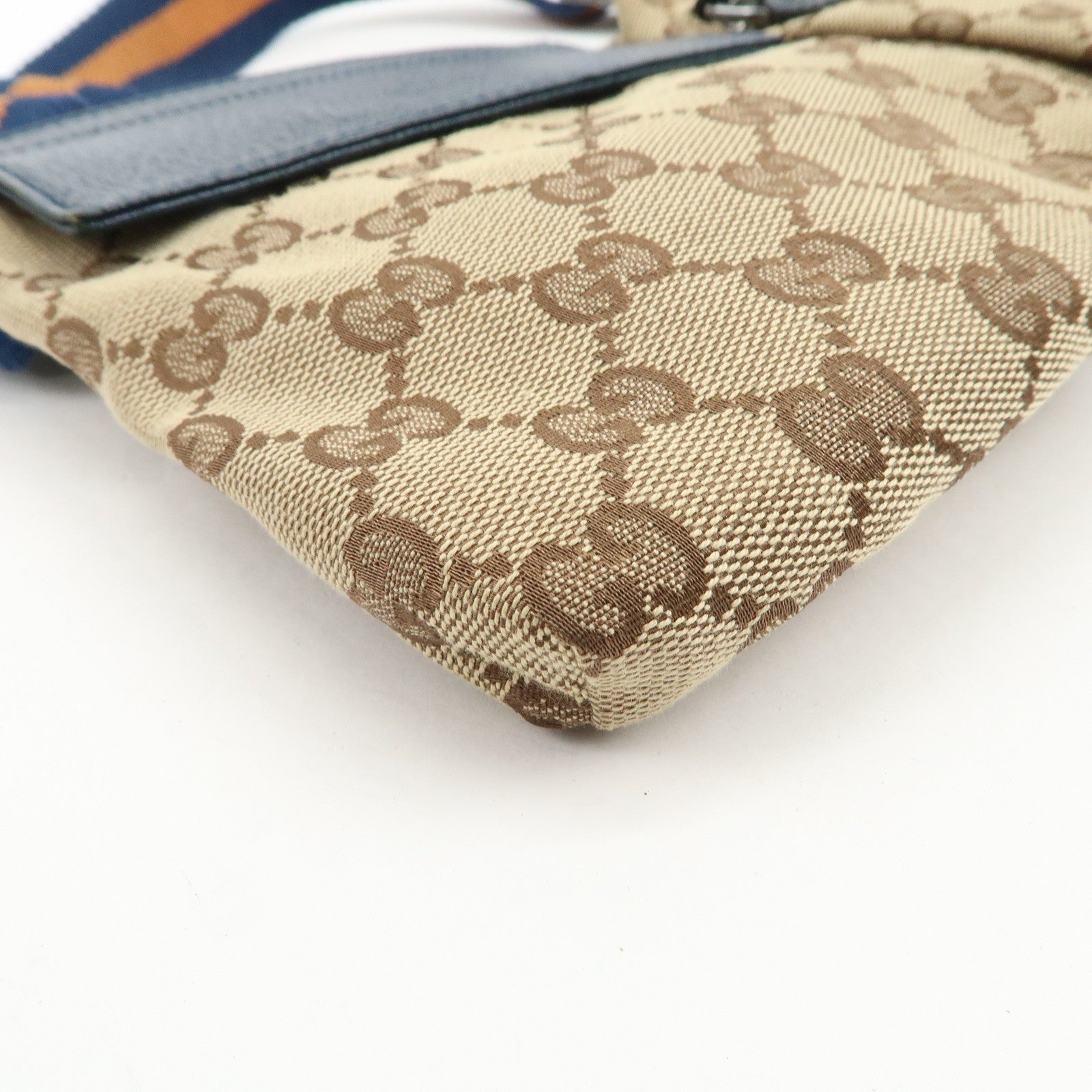 GUCCI Sherry GG Canvas Leather Waist Bag Crossbody Bag Brown 28566