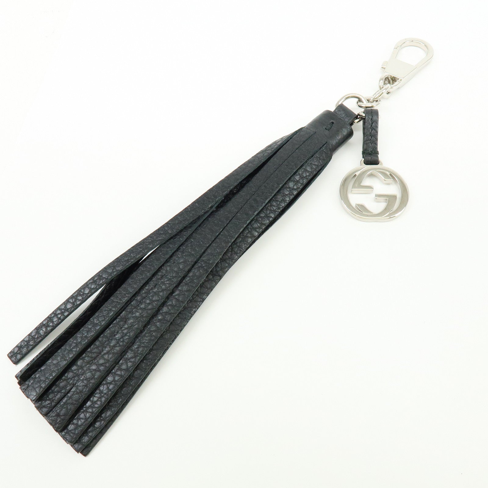 GUCCI Interlocking G Tassel Bag Charm Key Charm Black