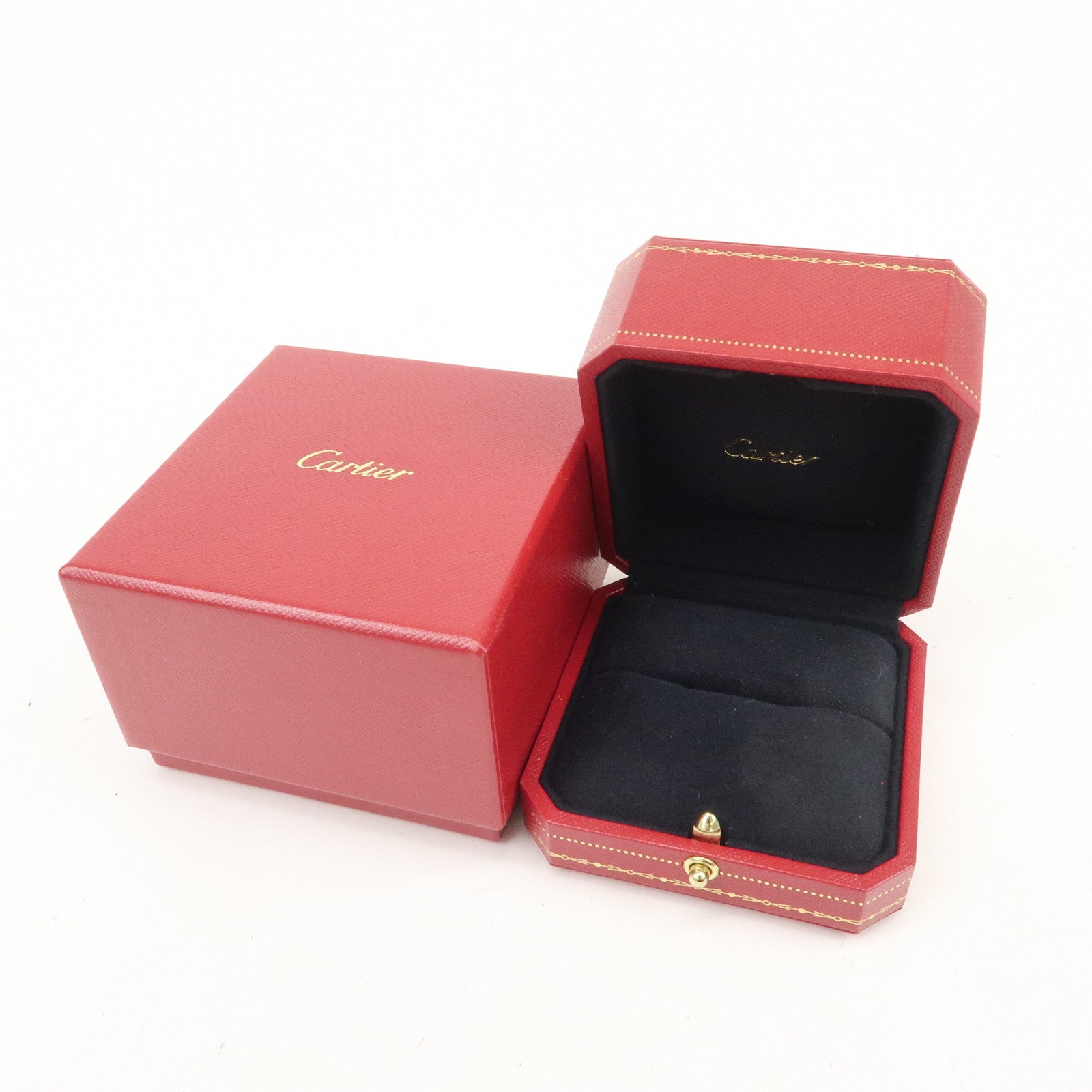 Cartier Set of 2 Jewelry Boxes Ring Boxes Red Gold