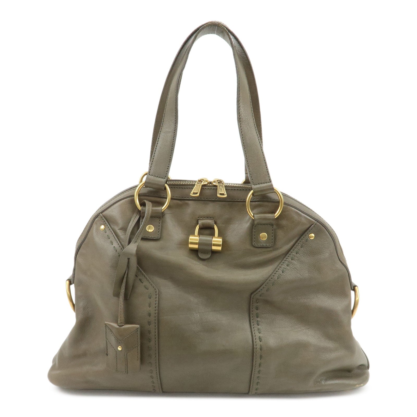 SAINT LAURENT PARIS Muse Leather Shoulder Bag Khaki 156464