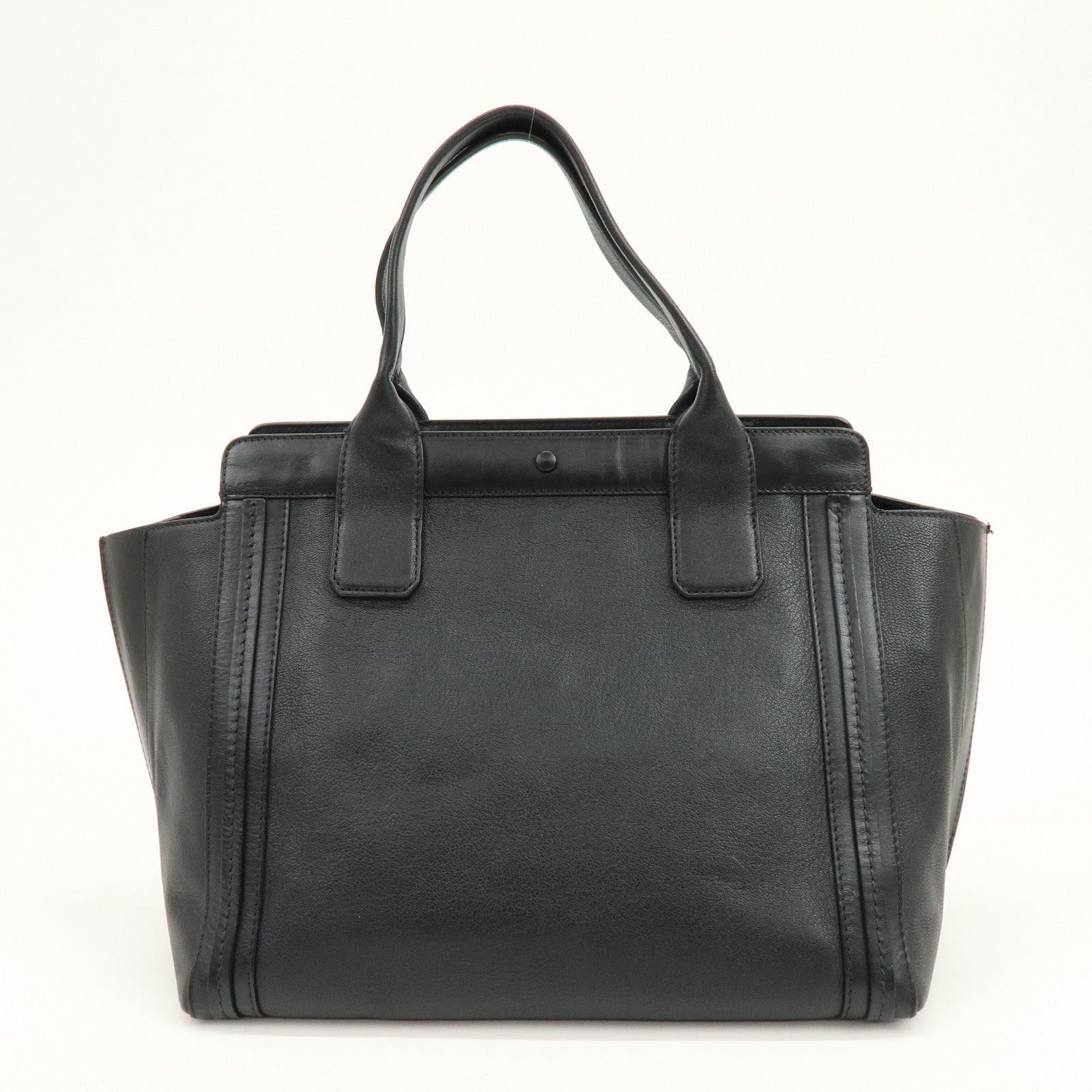 Chloe Allison Unborn Calf Leather Tote Bag Hand Bag Leopard Black