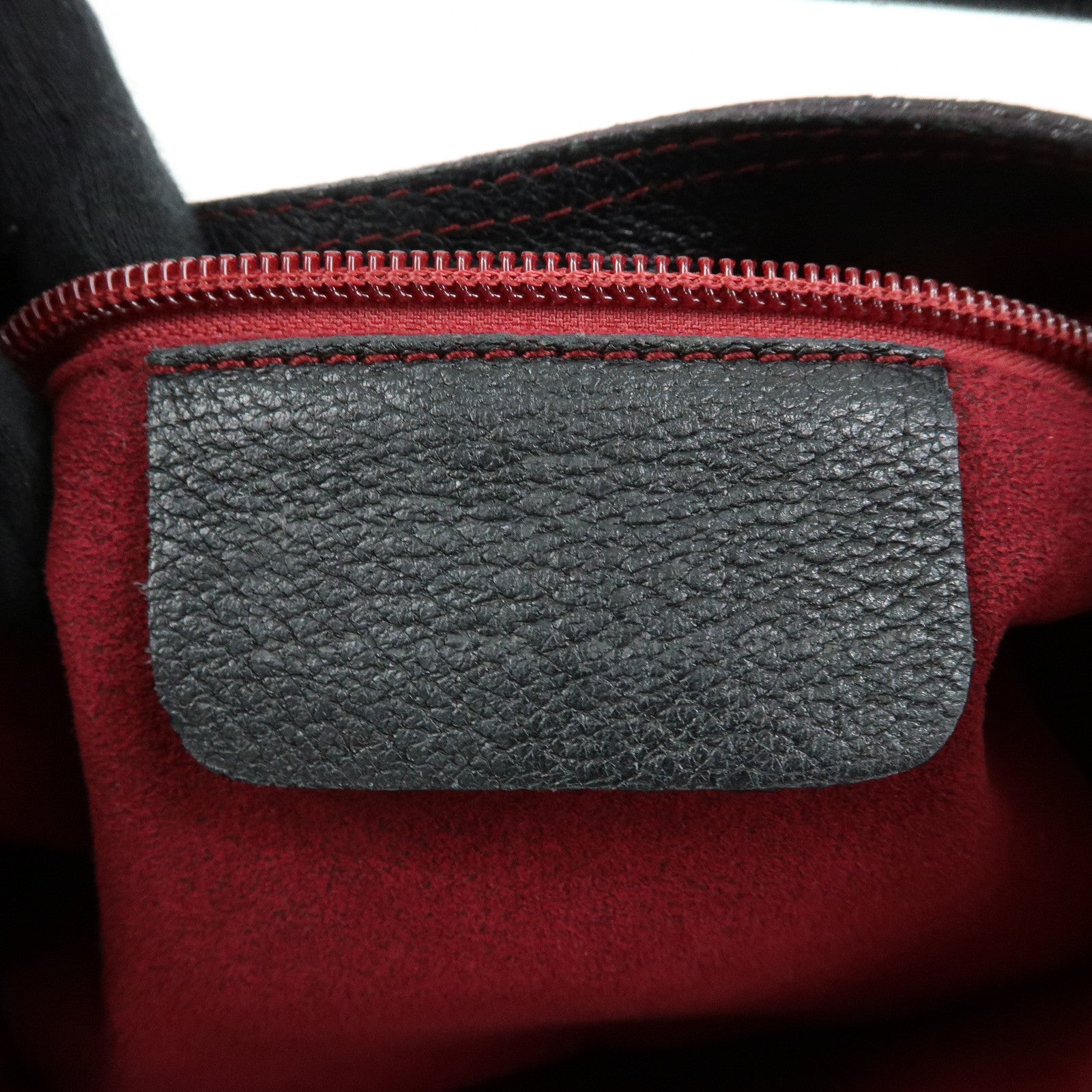 Ferragamo Leather Red Stich Shoulder Bag Hand Bag Black