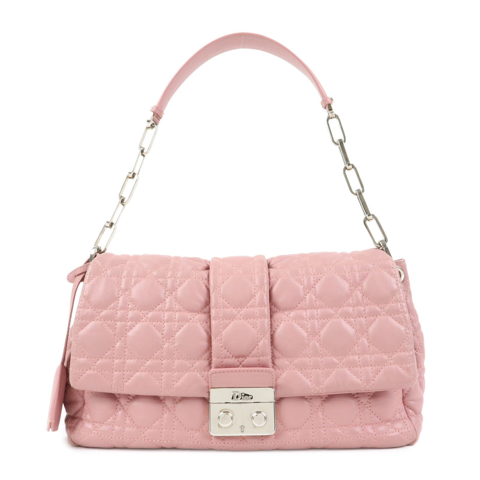 Christian Dior Canage New Lock Lamb Skin Shoulder Bag Hand Bag Pink