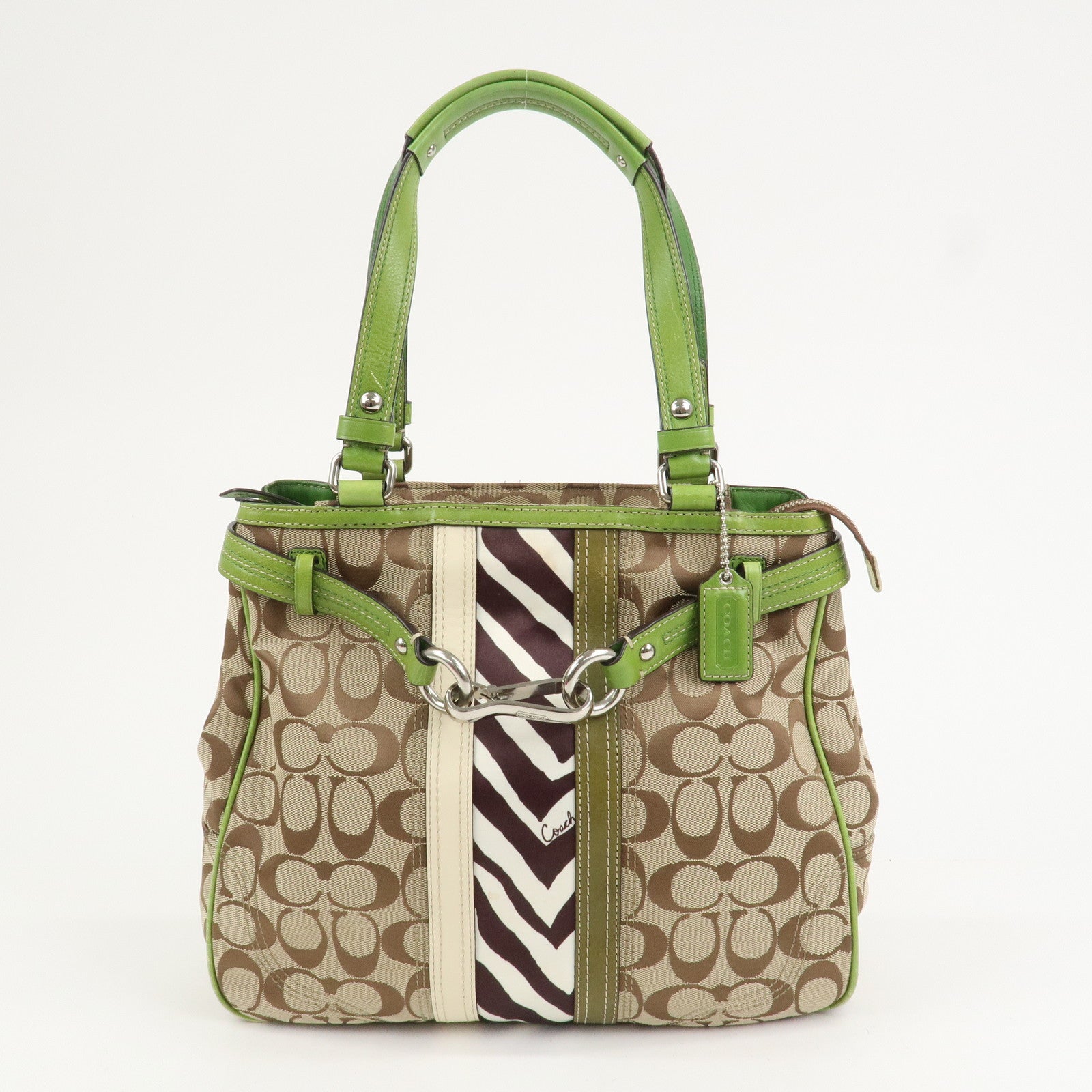 COACH Signature POPPY Set of 2 Canvas Leather Shoulder Hand Bag