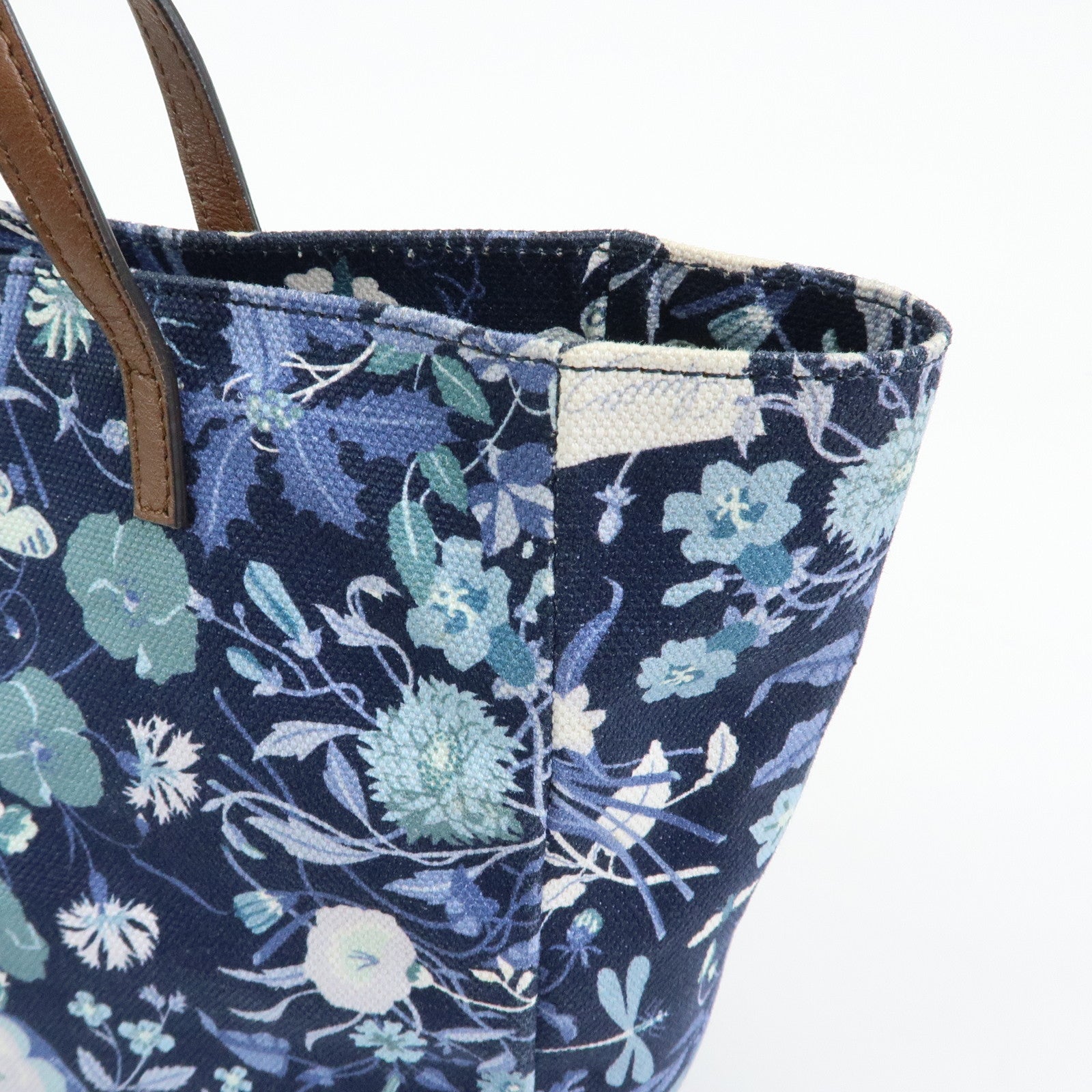 GUCCI Children's Canvas Leather Tote Bag Hand Bag Flower 284721