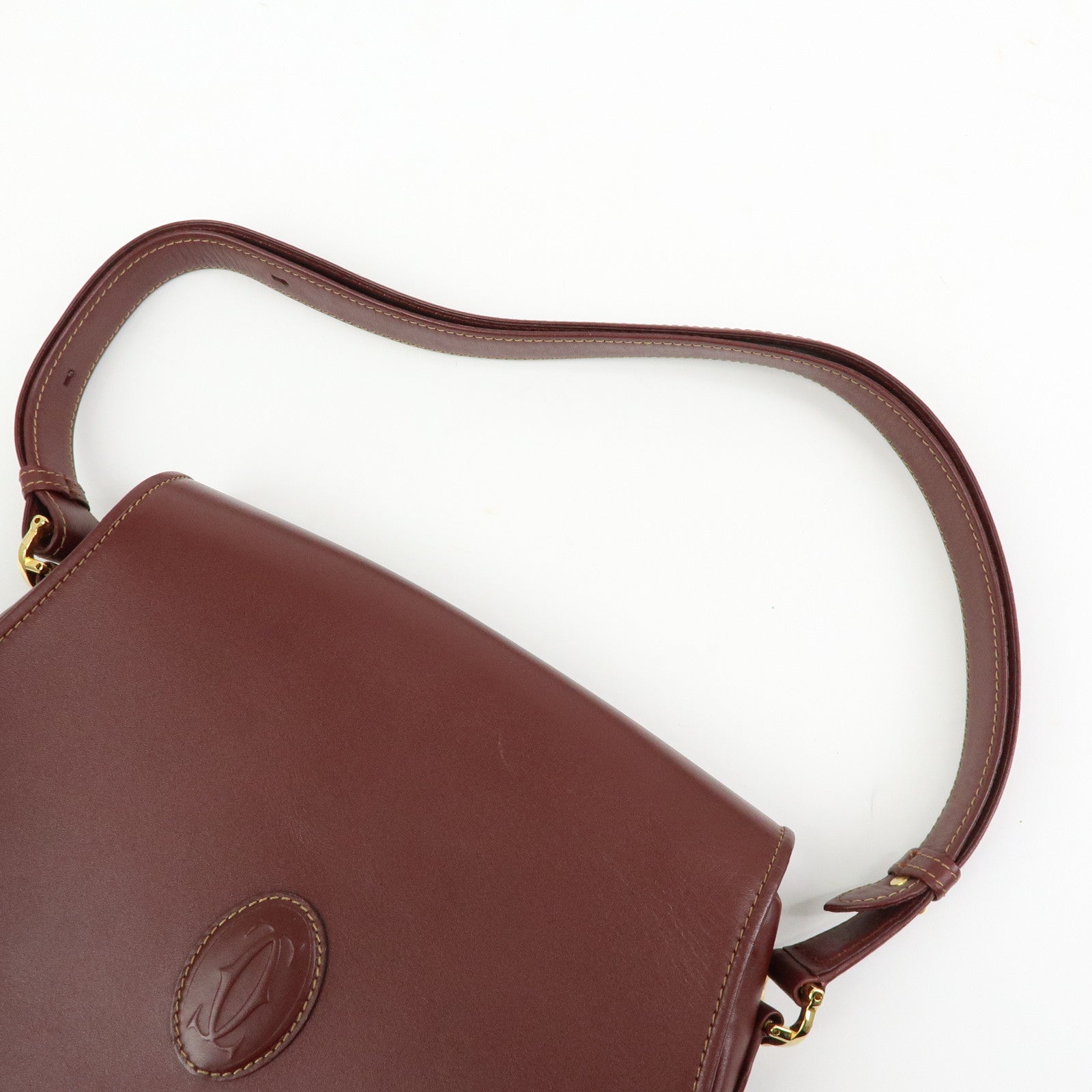 Cartier Must de Cartier Leather Shoulder Bag Crossbody Bag Bordeaux