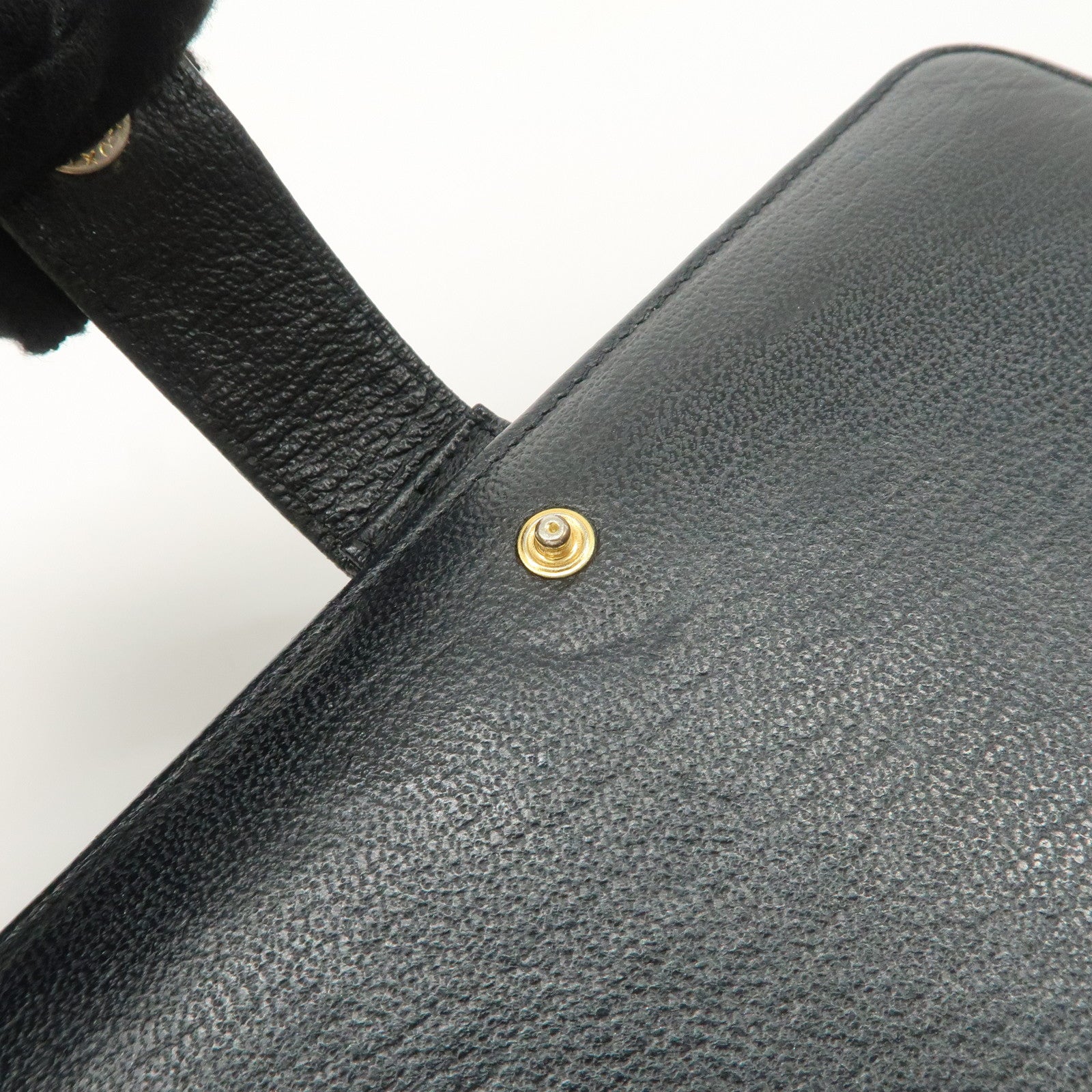 CHANEL COCO Mark Leather Planner Cover Black Gold Hardware Used