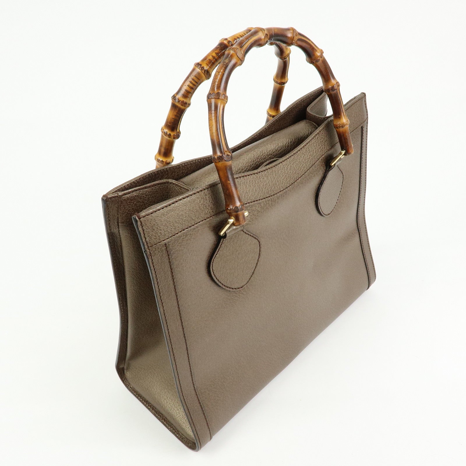 GUCCI Calf Leather Tote Bag Hand Bag Brown 002・1998・0260