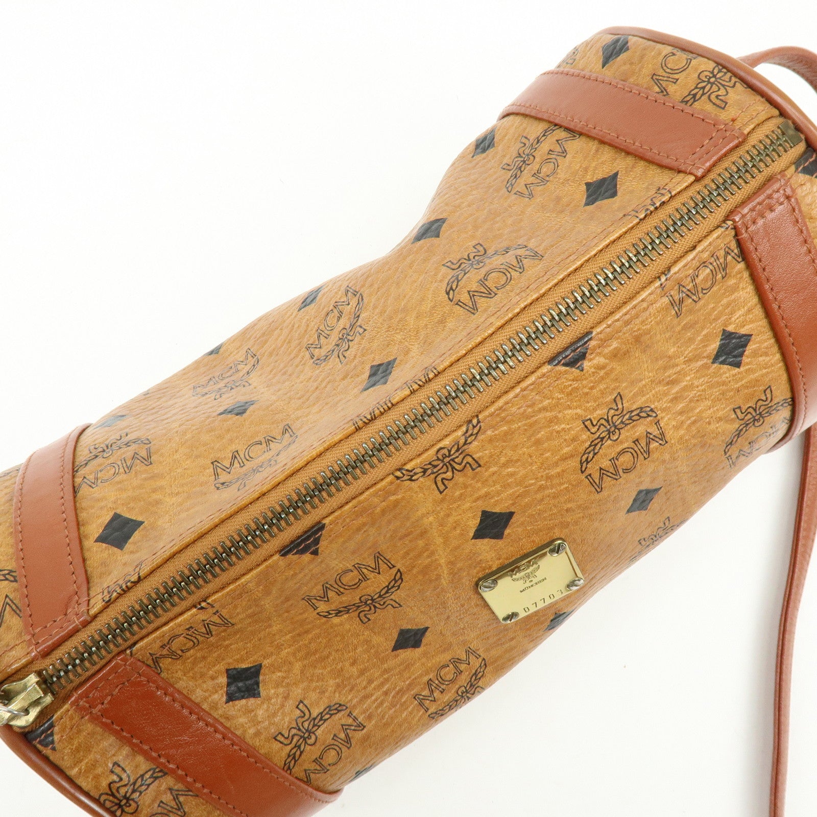 MCM Visetos Logogram Leather Shoulder Bag Crossbody Bag Brown