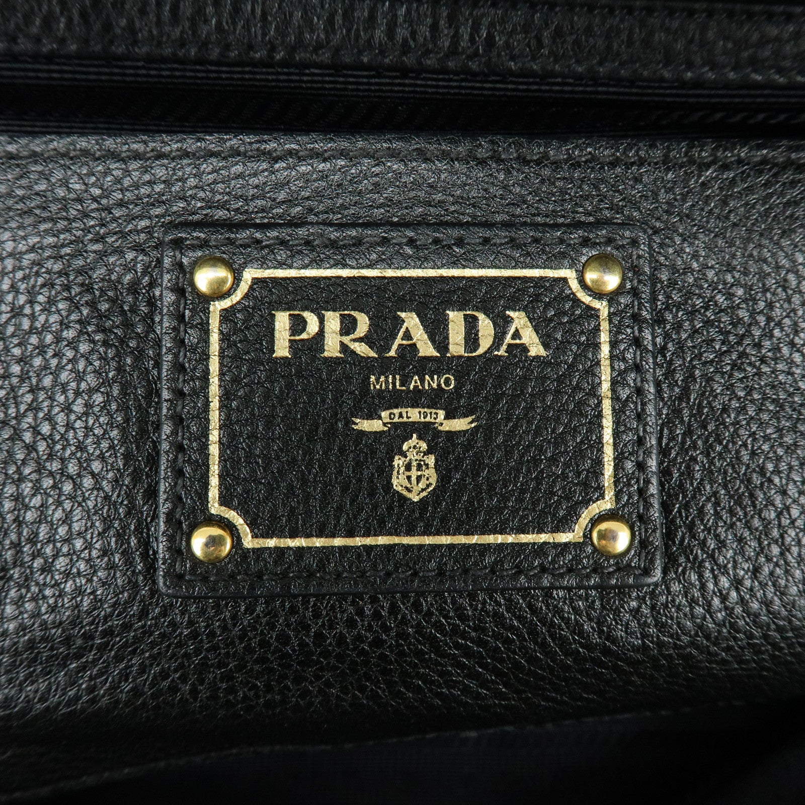 PRADA Vitello Daino Leather Shoulder Bag Hand Bag Black B3091M