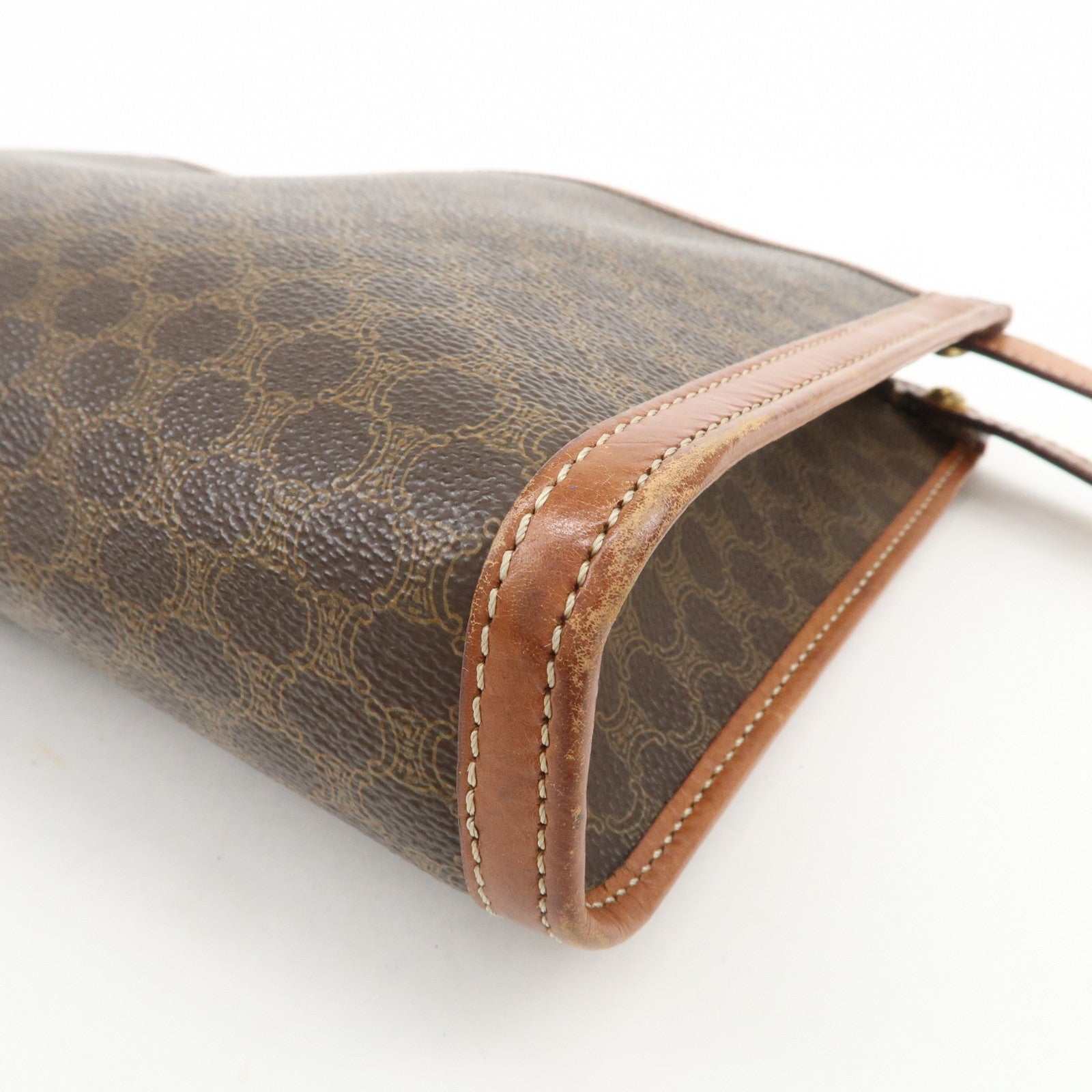 CELINE Macadam PVC Logo Leather Clutch Bag Brown