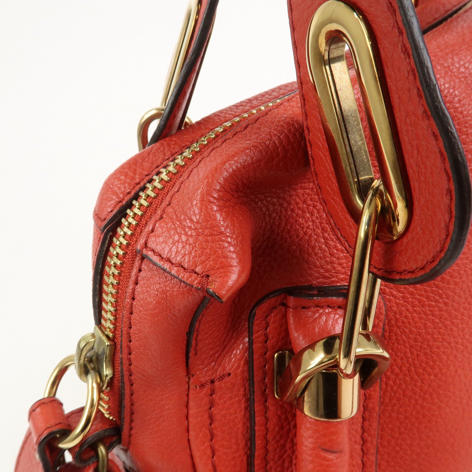 Chloe Paraty Leather 2Way Bag Shoulder Bag Hand Bag Red 031157