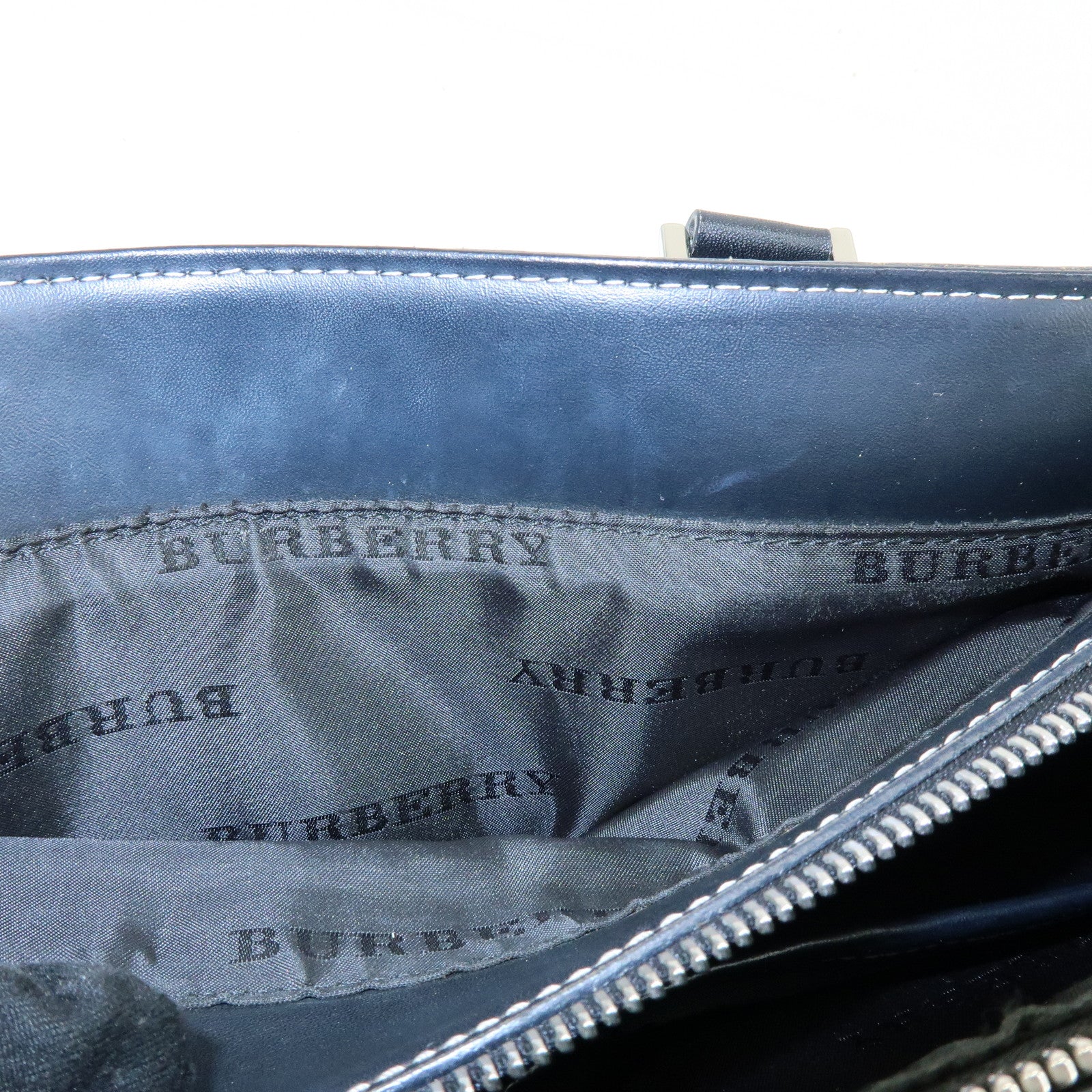 BURBERRY Canvas Leather Hand Bag Tote Bag Black