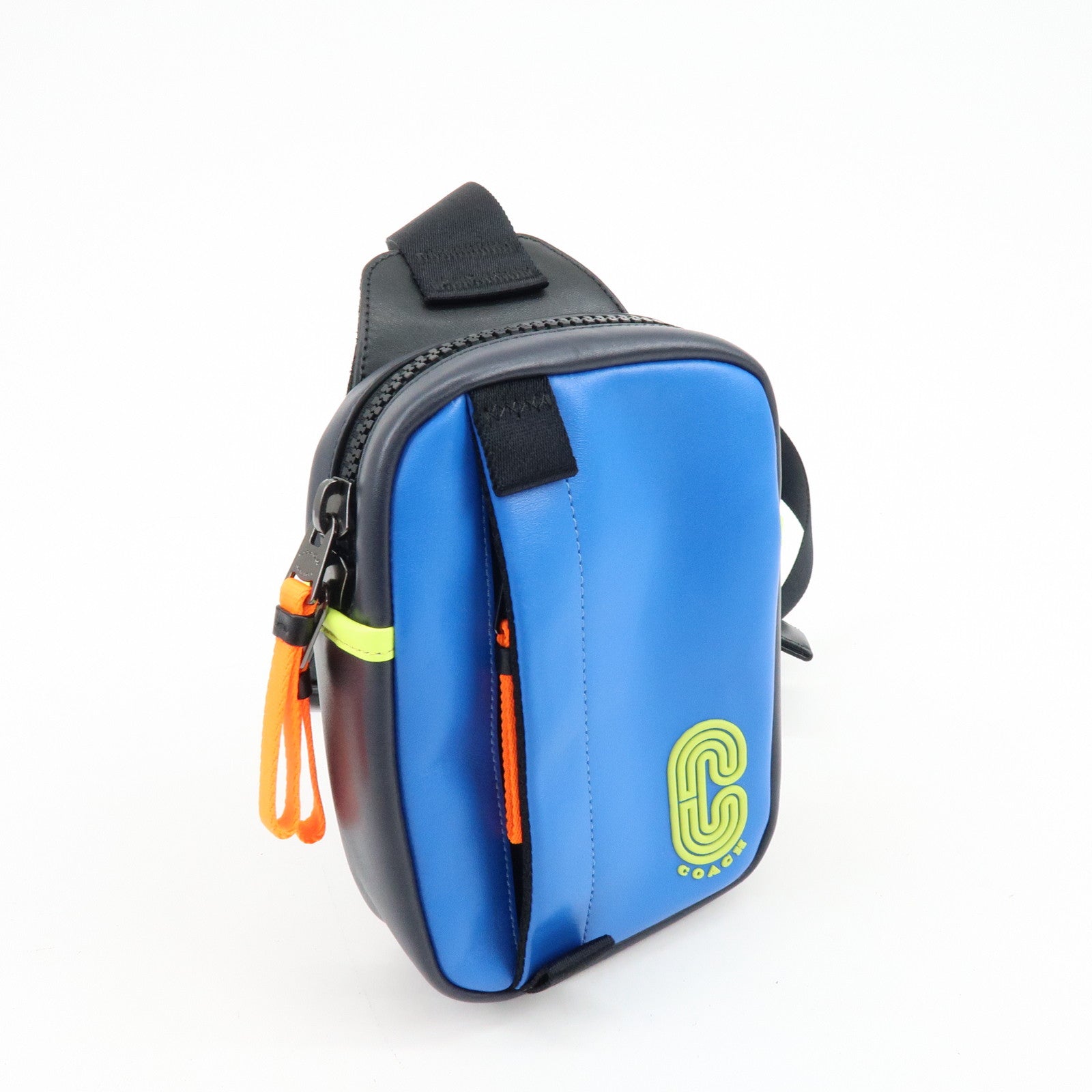 COACH Edge L-Pack Leather Waist Bag Crossbody Bag Blue Black