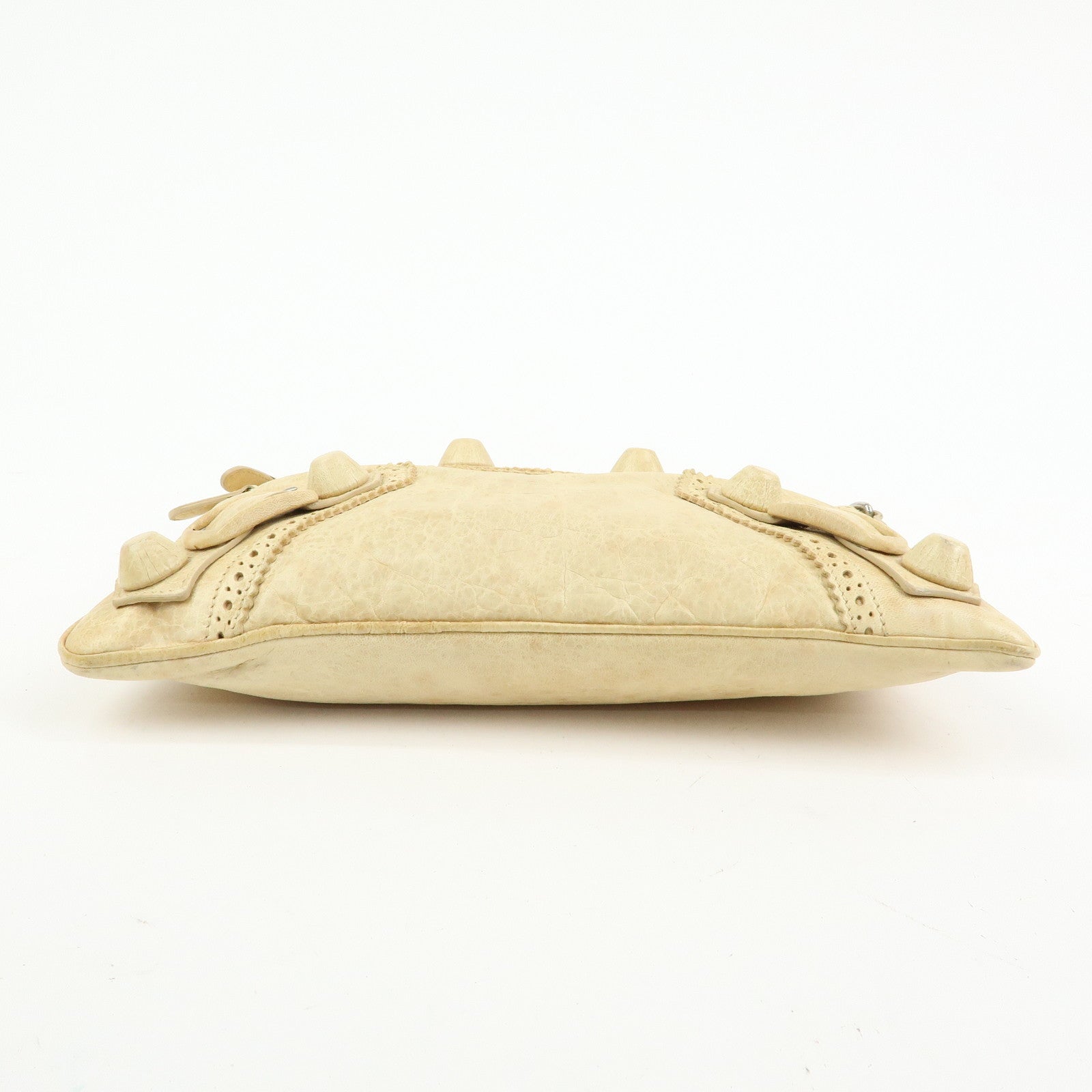 BALENCIAGA Leather Giant Clutch Bag Pouch Beige 204533