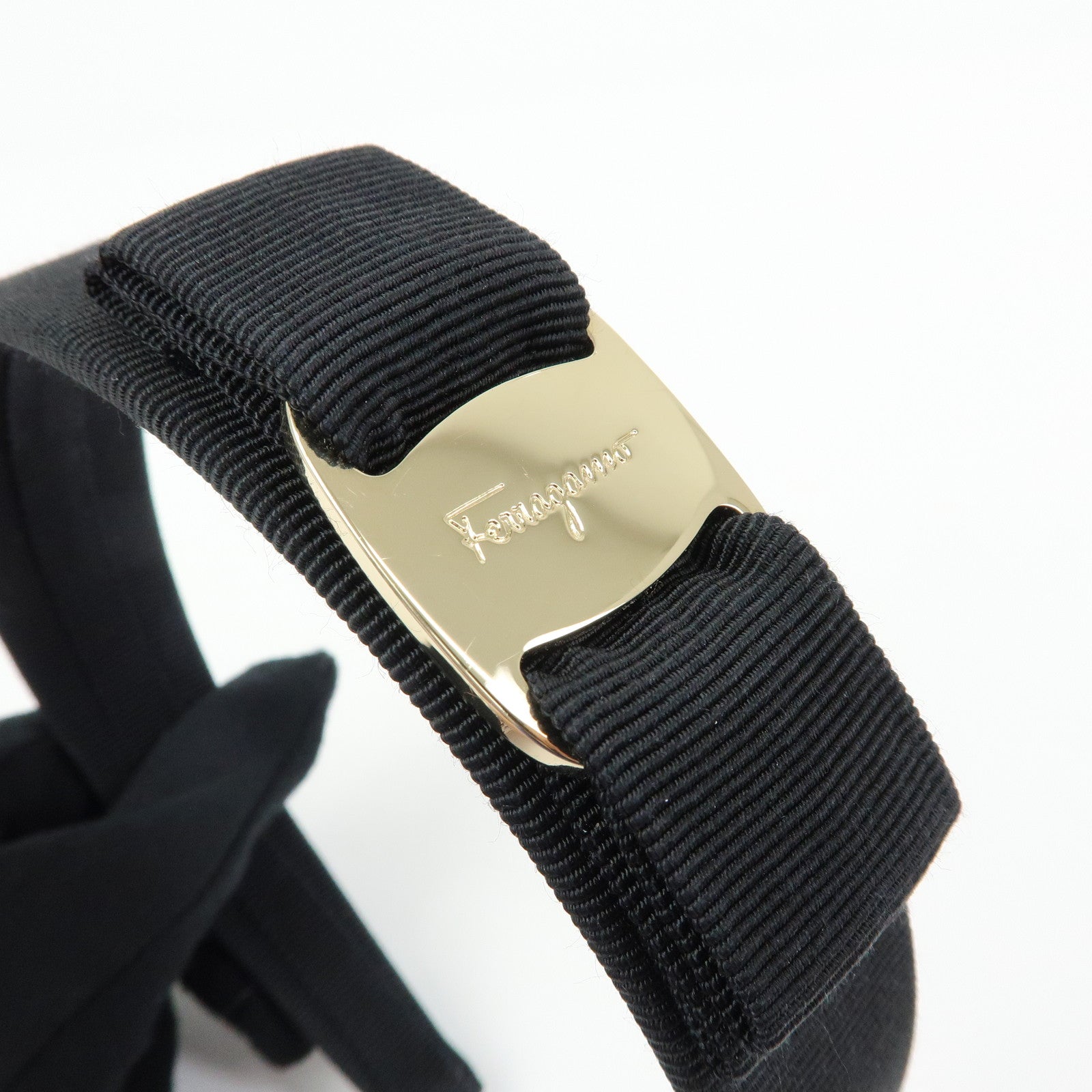 Ferragamo Vara Ribbon Viscose Headband Hair Accessory Black