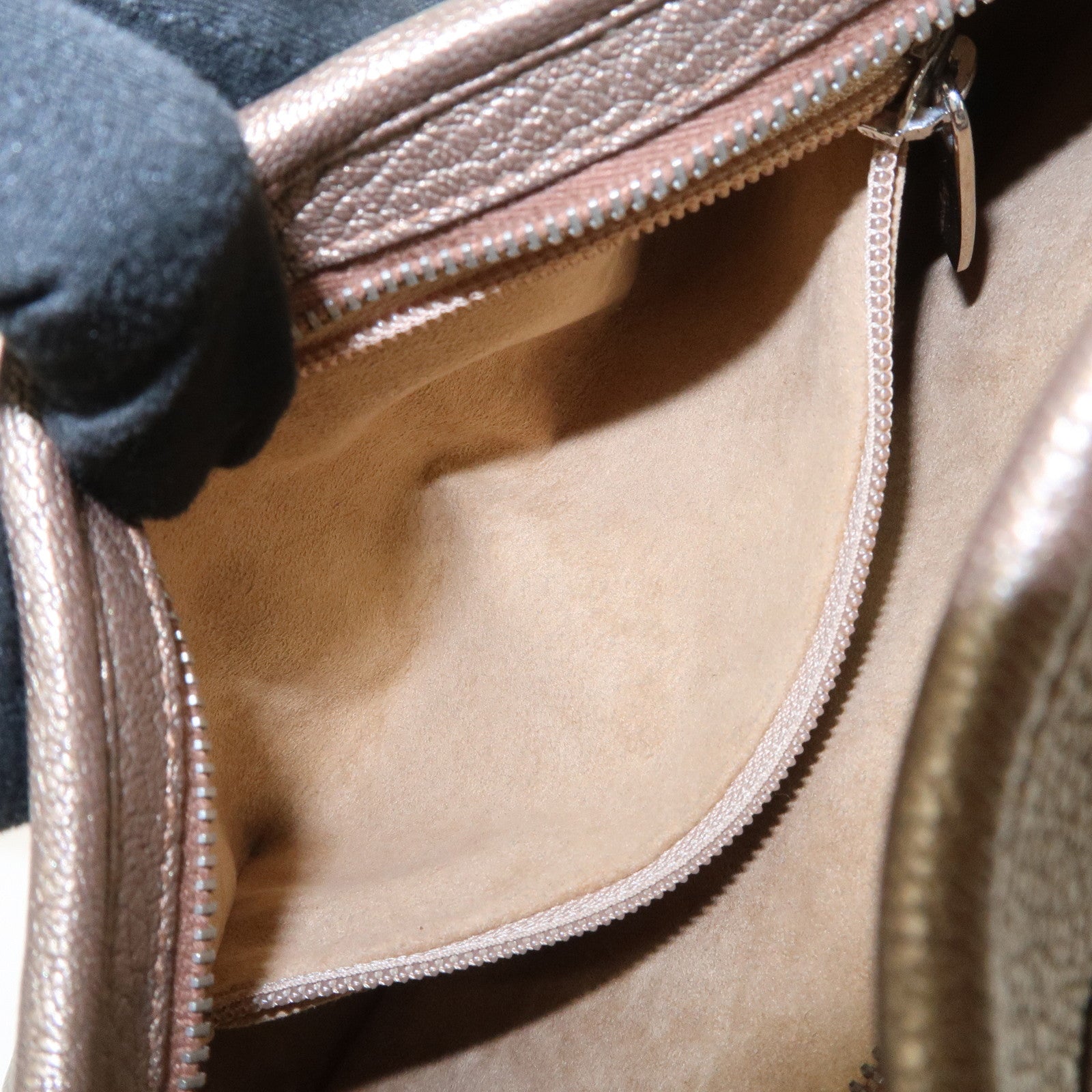 Ferragamo Leather Shoulder Bag Hand Bag Bronze