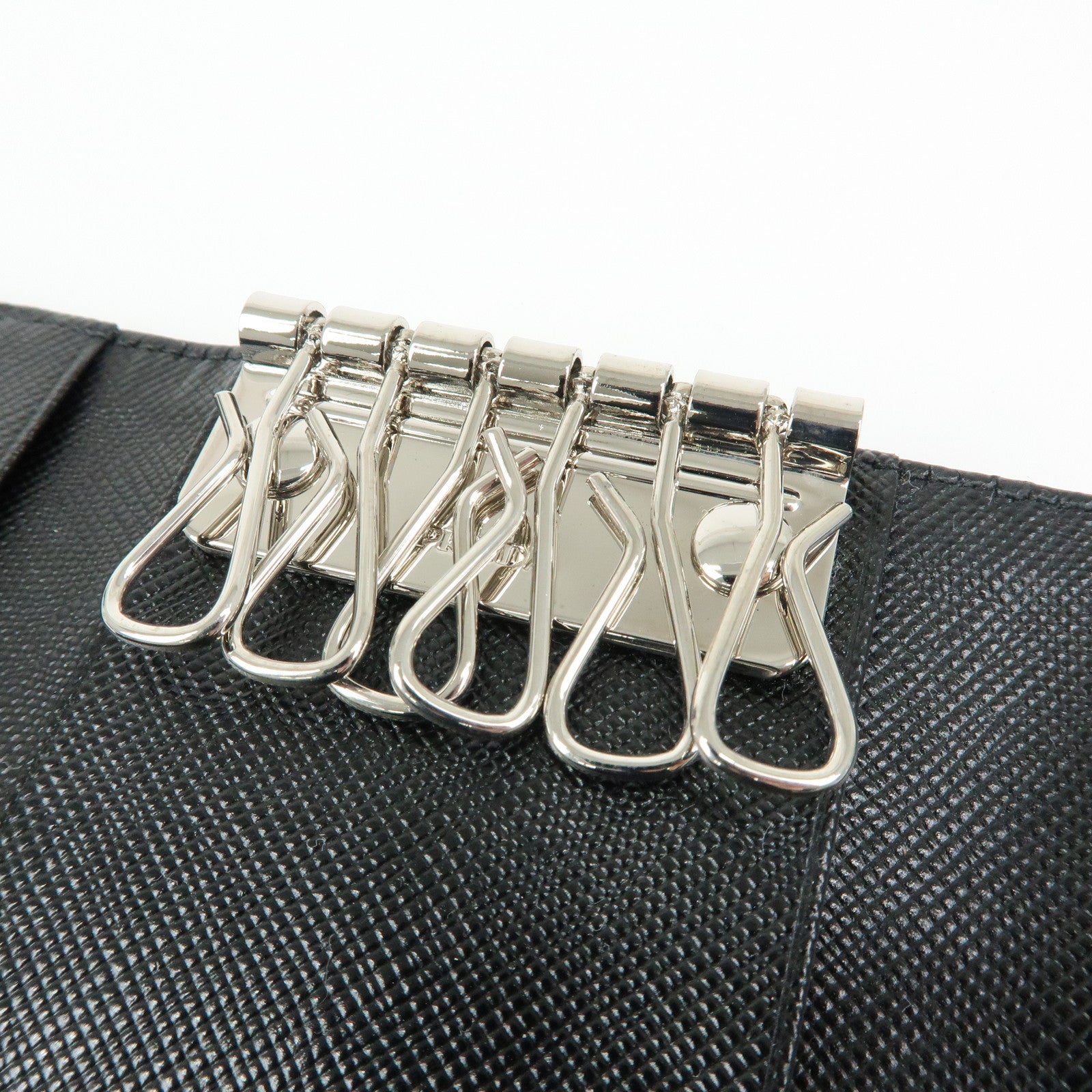 PRADA Triangle Logo Nylon Leather 6 Rings Key Case 1M0222