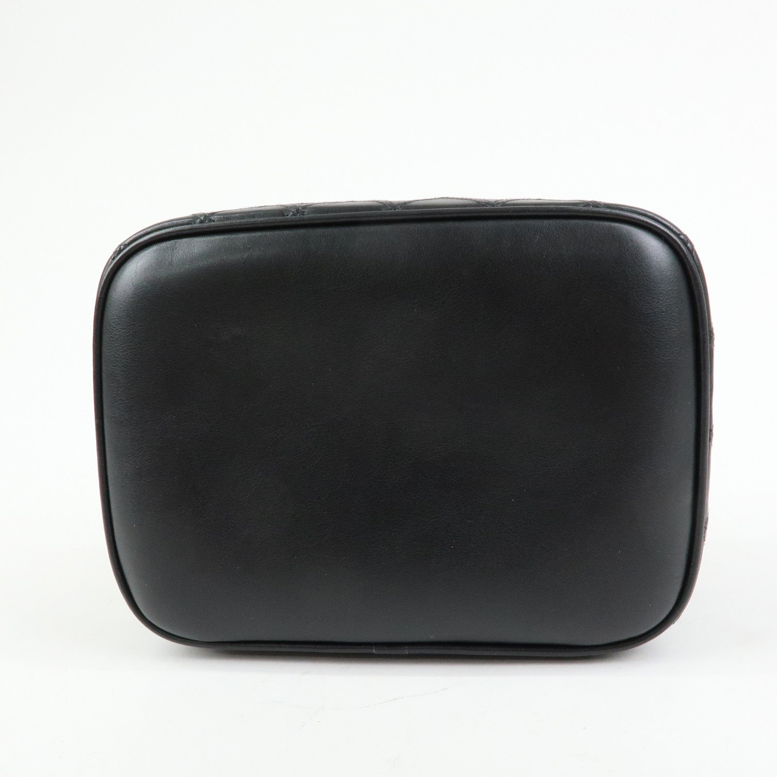 CHANEL Bicolore Lamb Skin Vanity Bag Cosmetic Pouch Black A01618