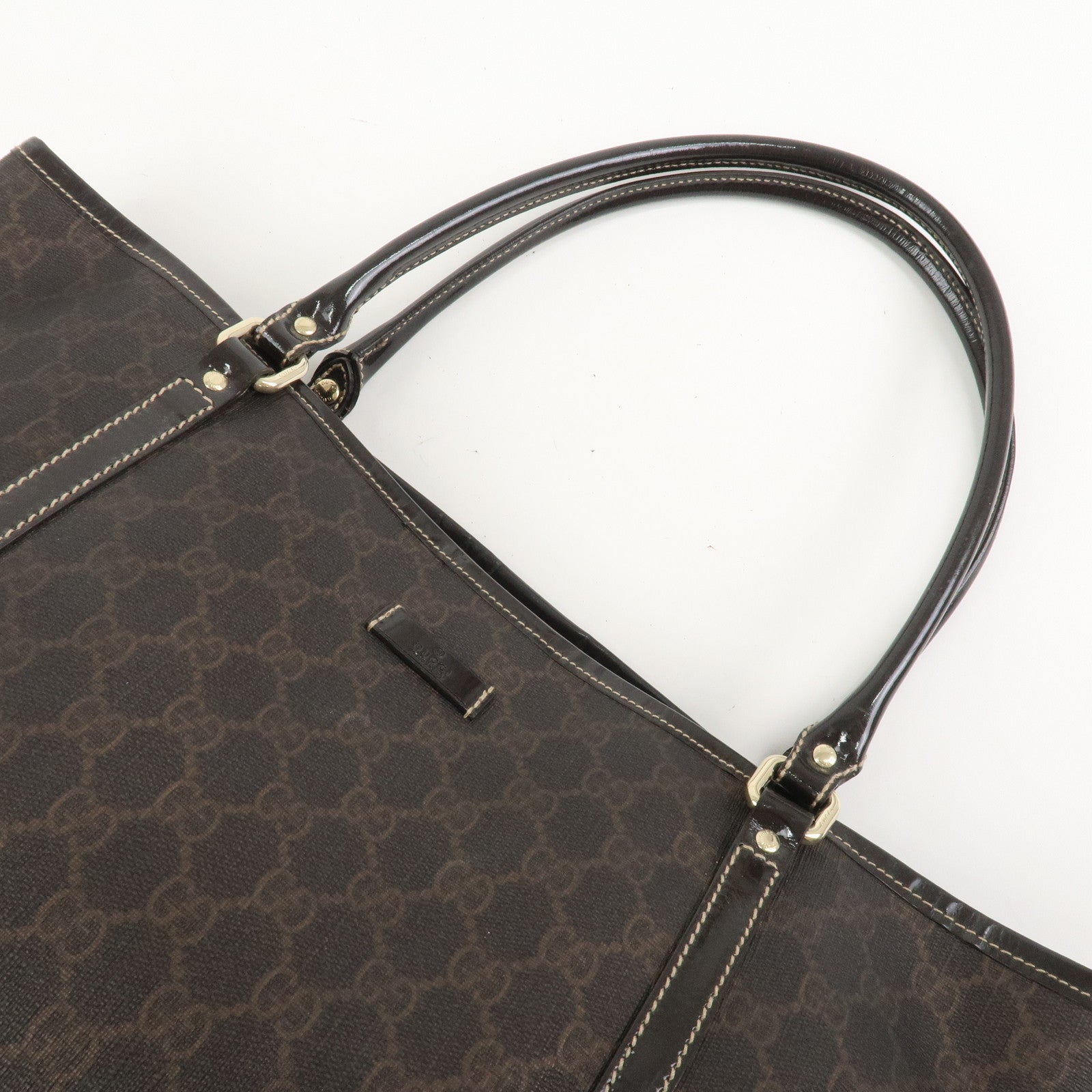 GUCCI GG Supreme Tote Bag Shoulder Bag Dark Brown 197953
