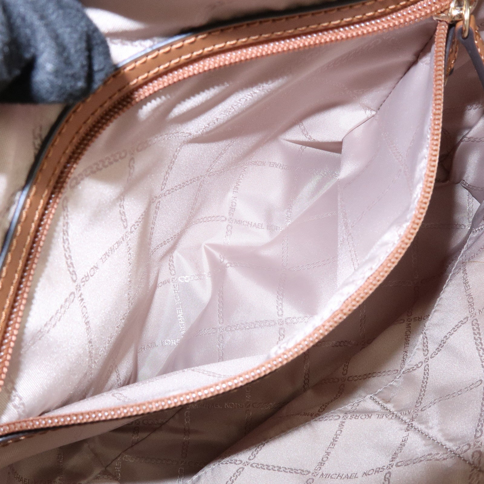 MICHAEL KORS MK Signature PVC Leather Shoulder Bag Ivory Brown