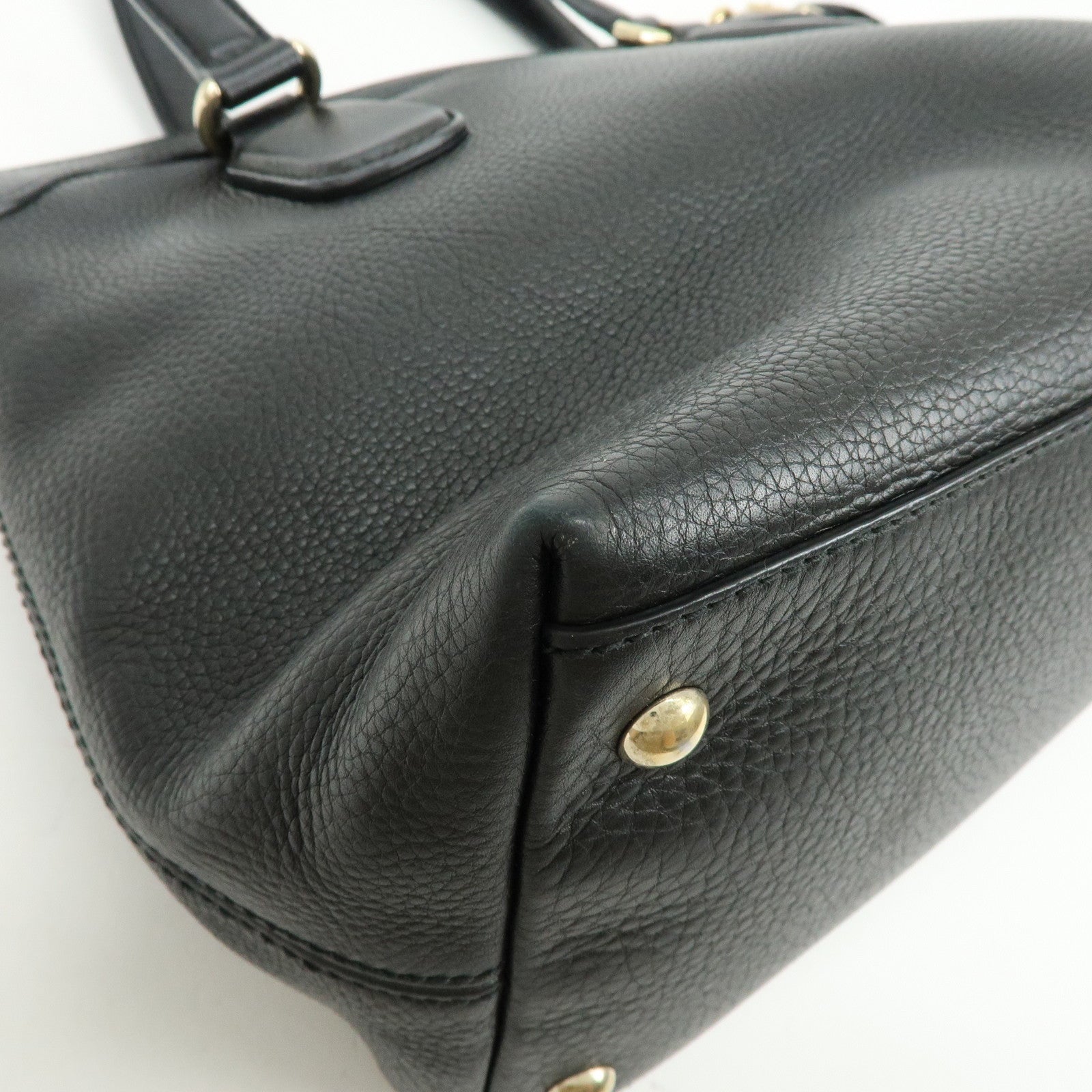 GUCCI SOHO Interlocking G Leather Tote Bag Hand Bag Black 308362