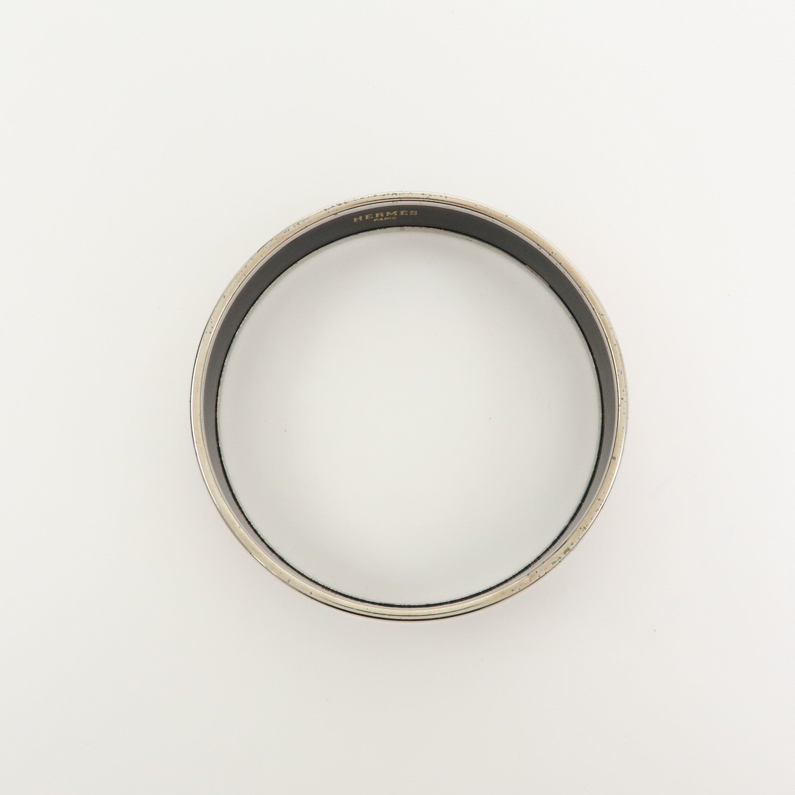HERMES Email MM Bangle Plated Bracelet Red Silver