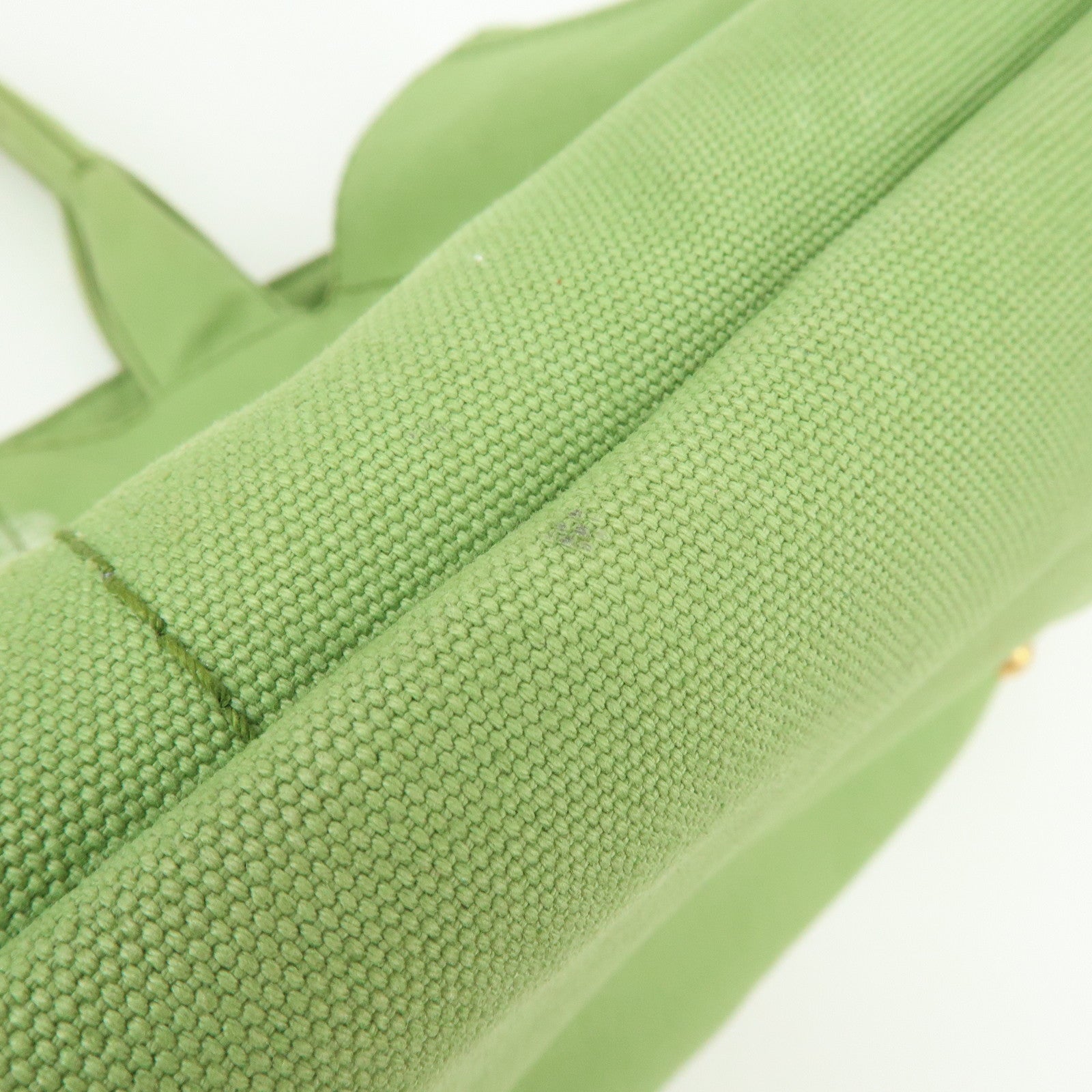 PRADA Canapa Large Triangle Logo Canvas Tote Bag Hand Bag B1872B