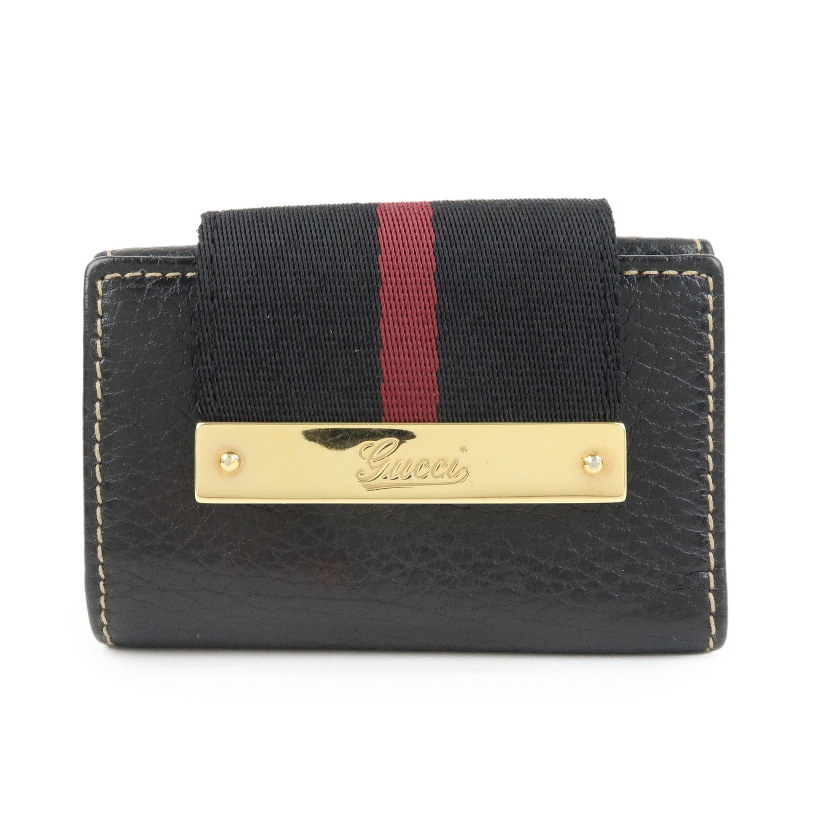 GUCCI Sherry Leather 6 Ring Key Case Key Holder Black 181673