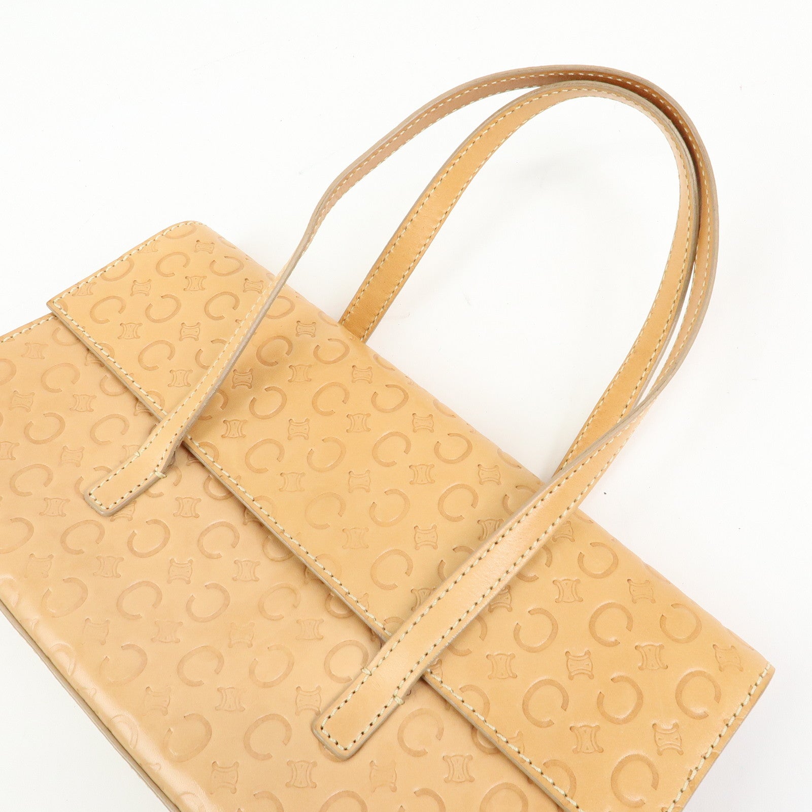 CELINE C Macadam Leather Shoulder Bag Hand Bag Light Brown