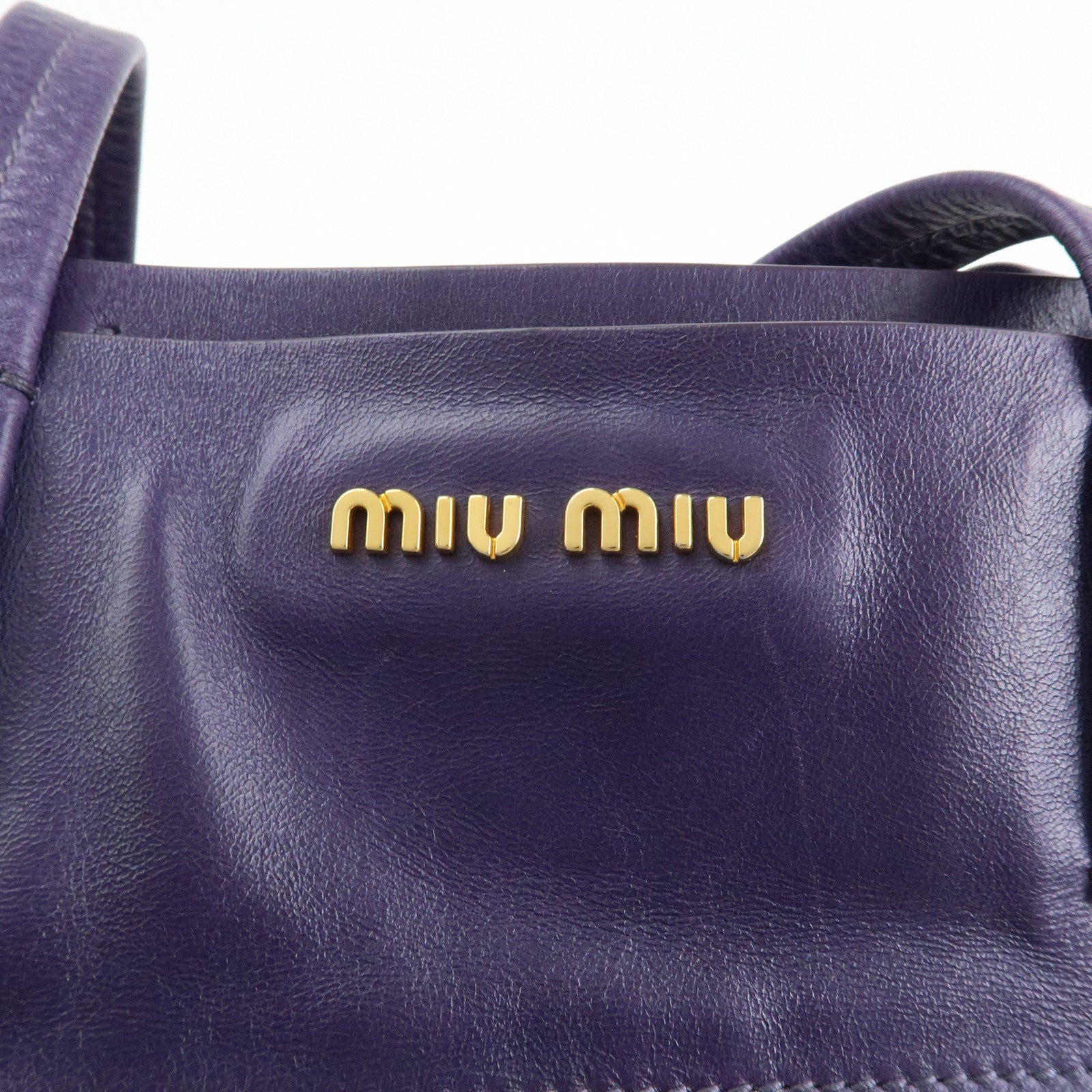 MIU MIU Soft Leather Shopping Tote Bag Shoulder Bag Purple RR1820