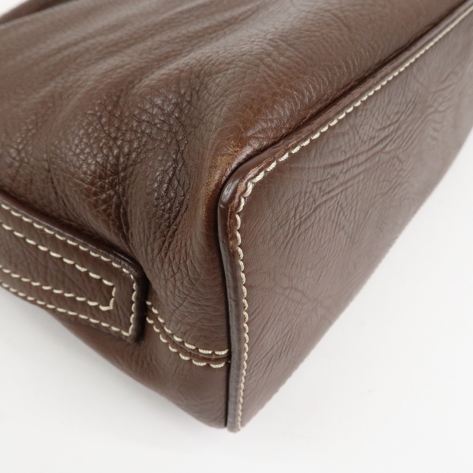 CELINE Macadam Logo Leather Hand Bag Shoulder Bag Brown